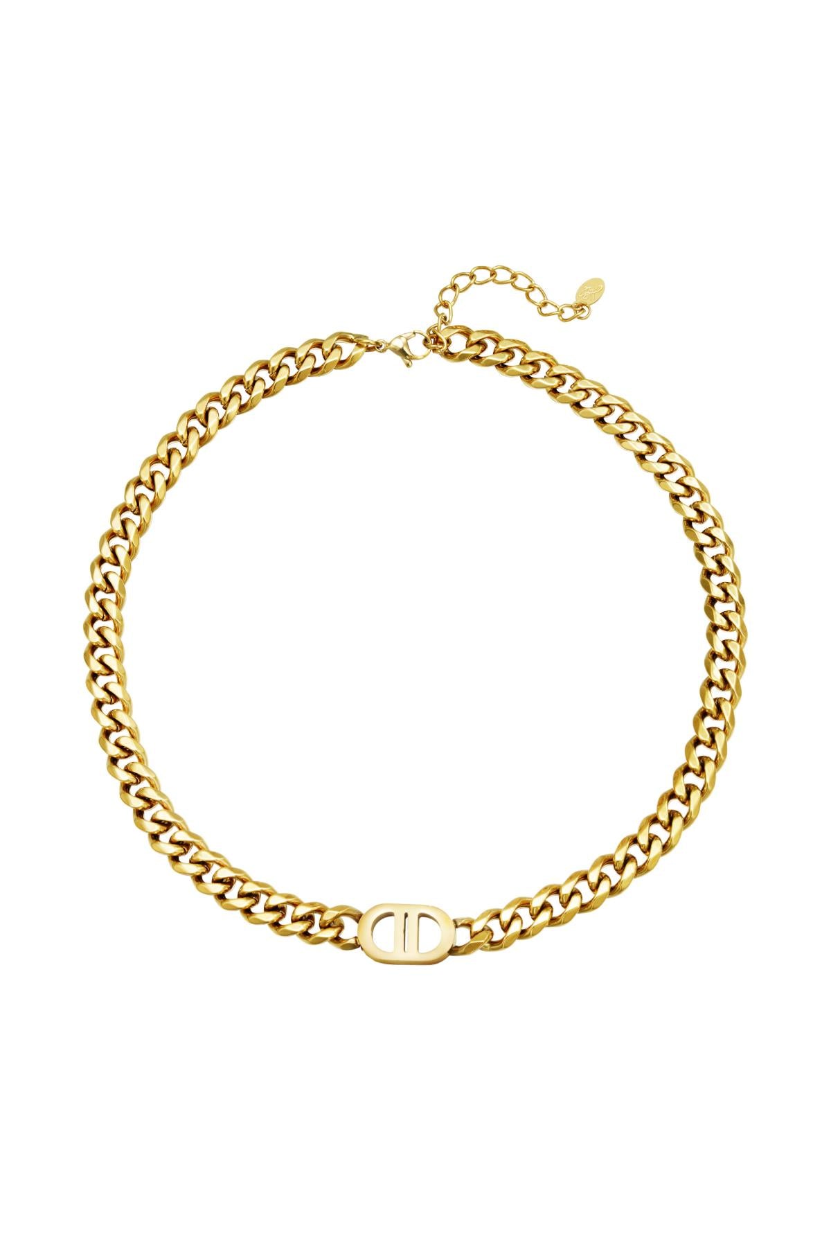 Collier maille pour femme en acier inoxydable avec détails maillons – doré