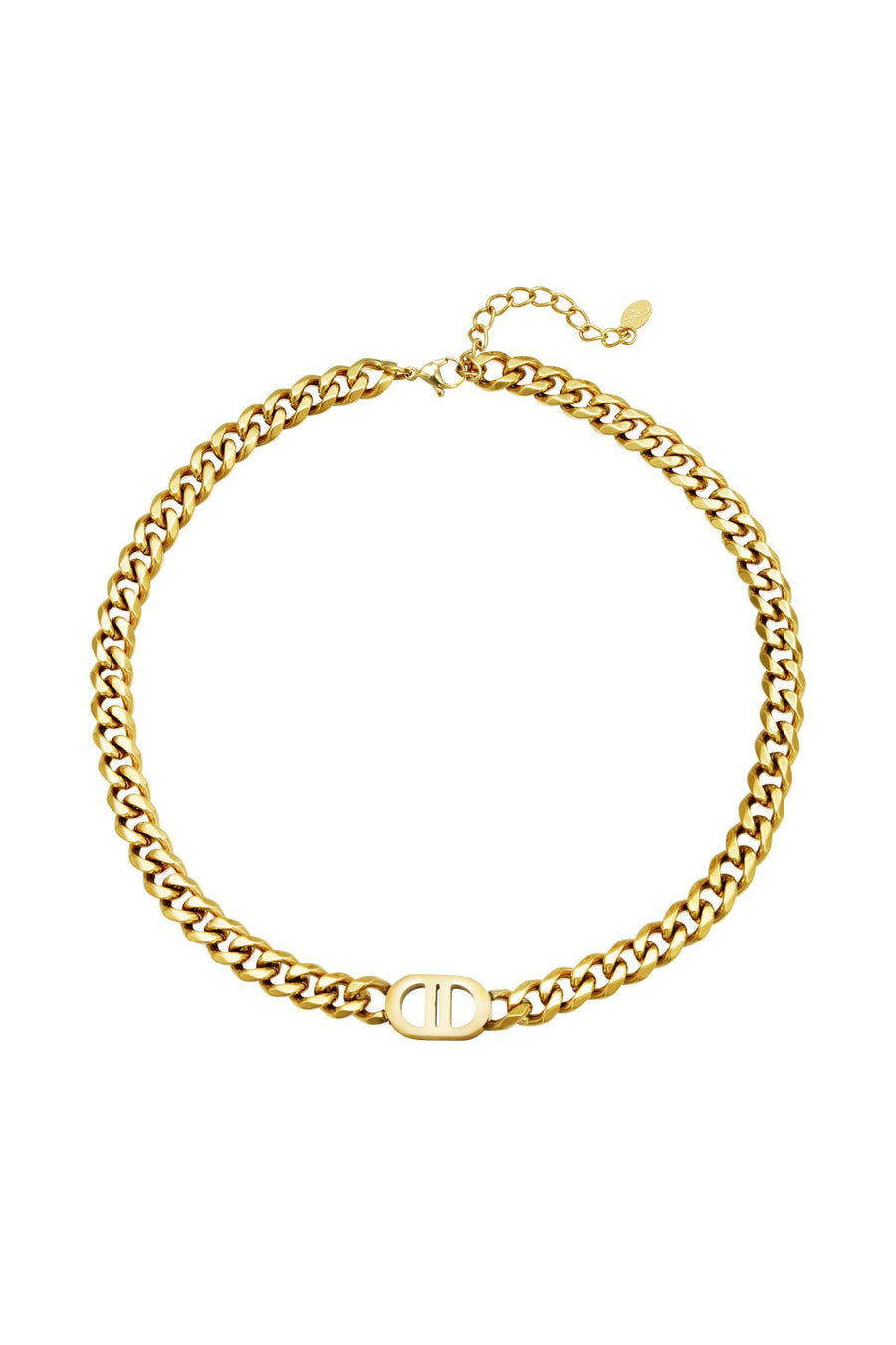 Collier maille pour femme en acier inoxydable avec détails maillons – doré