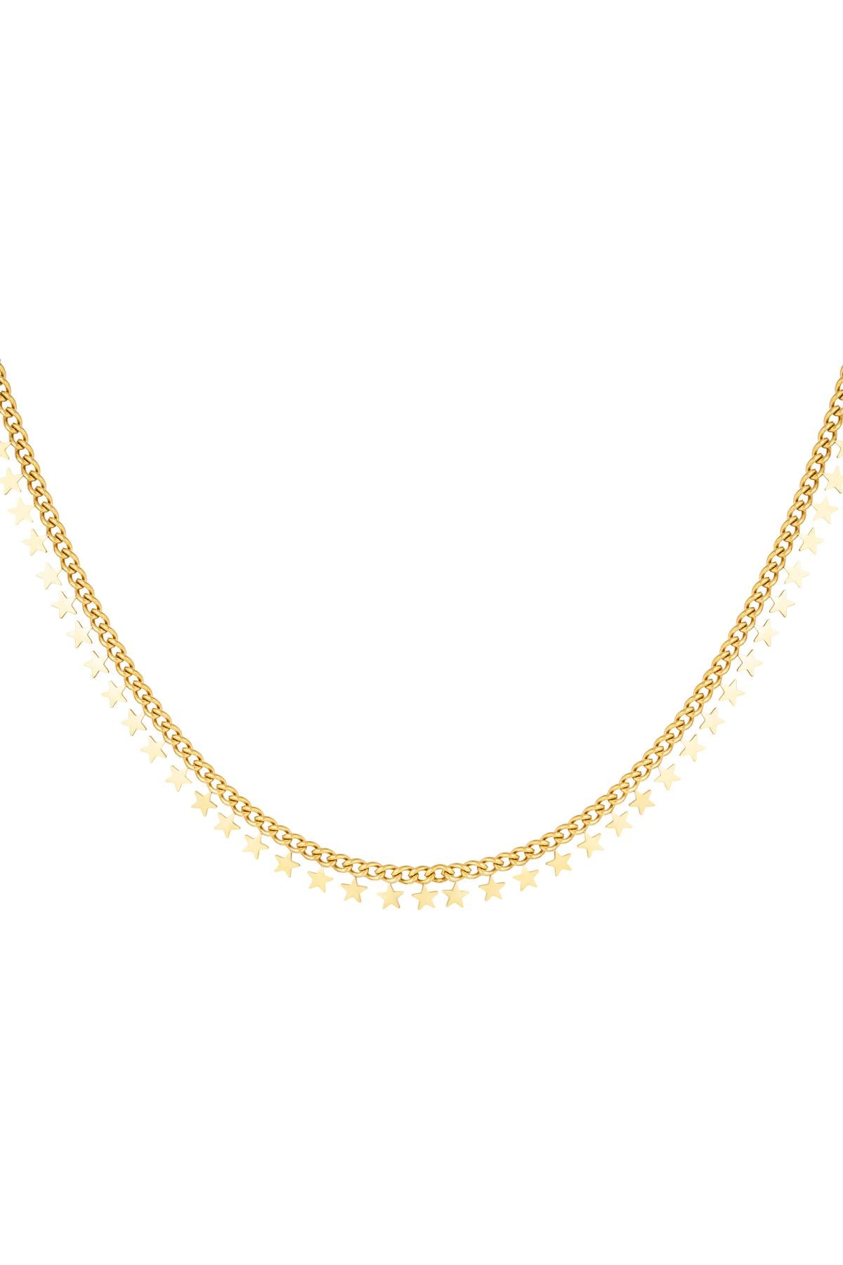 RVS ketting sterren necklace Goud kleur Stainless Steel