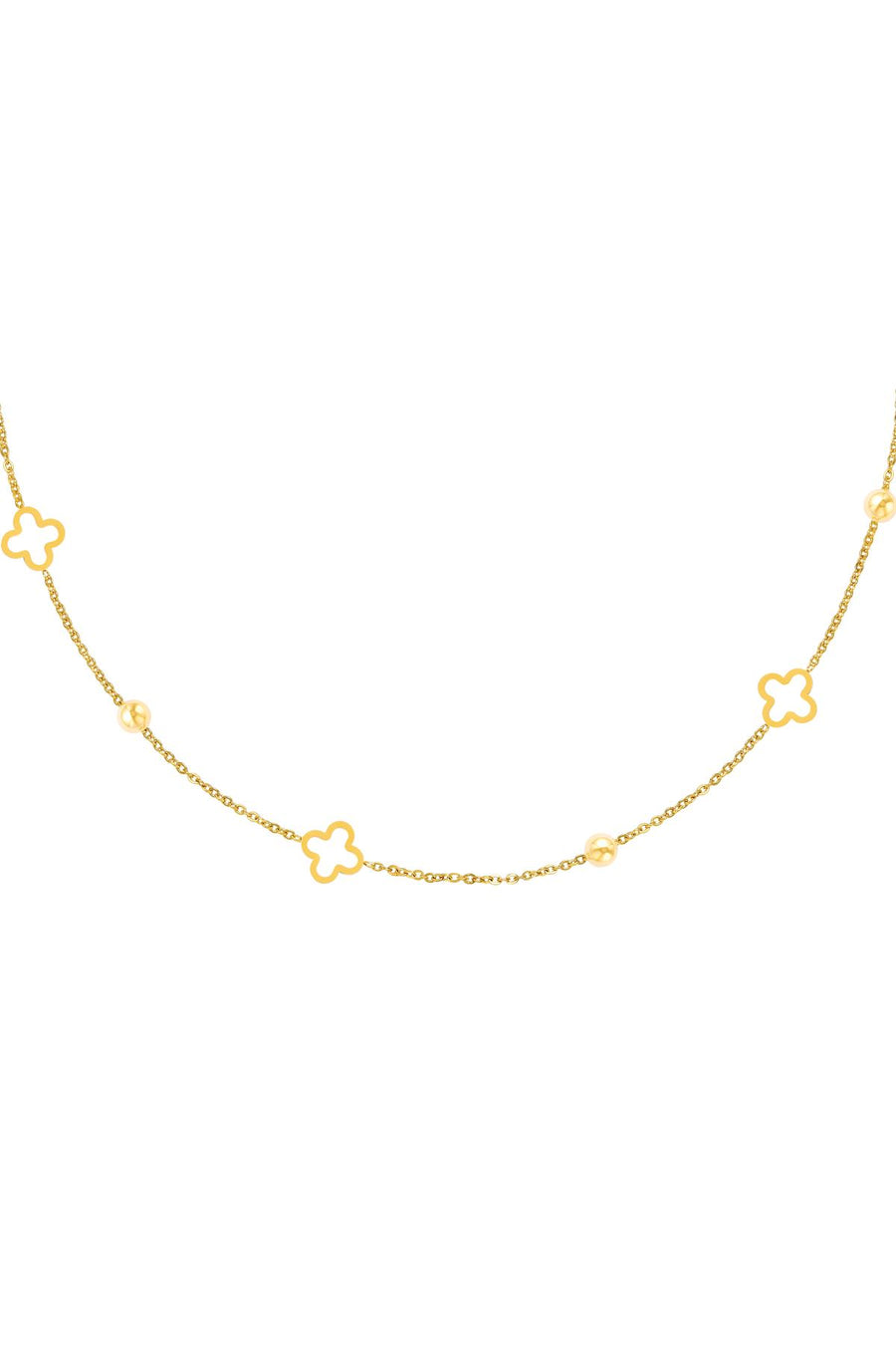 Chaîne maillon pour femmes en acier inoxydable avec motif trèfle – couleur or