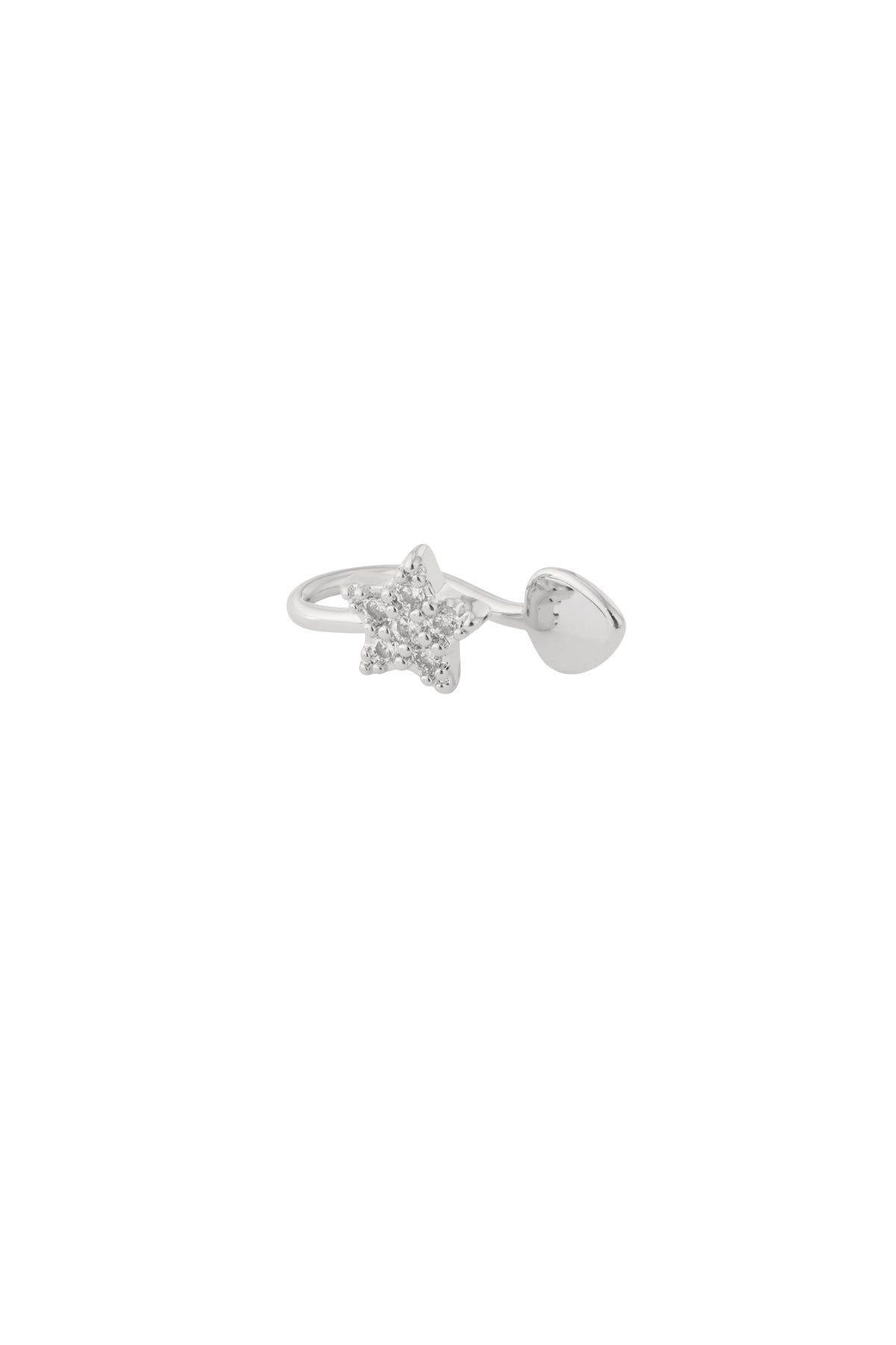 Women's copper ear cuff with star motif – gold and silver coloured
