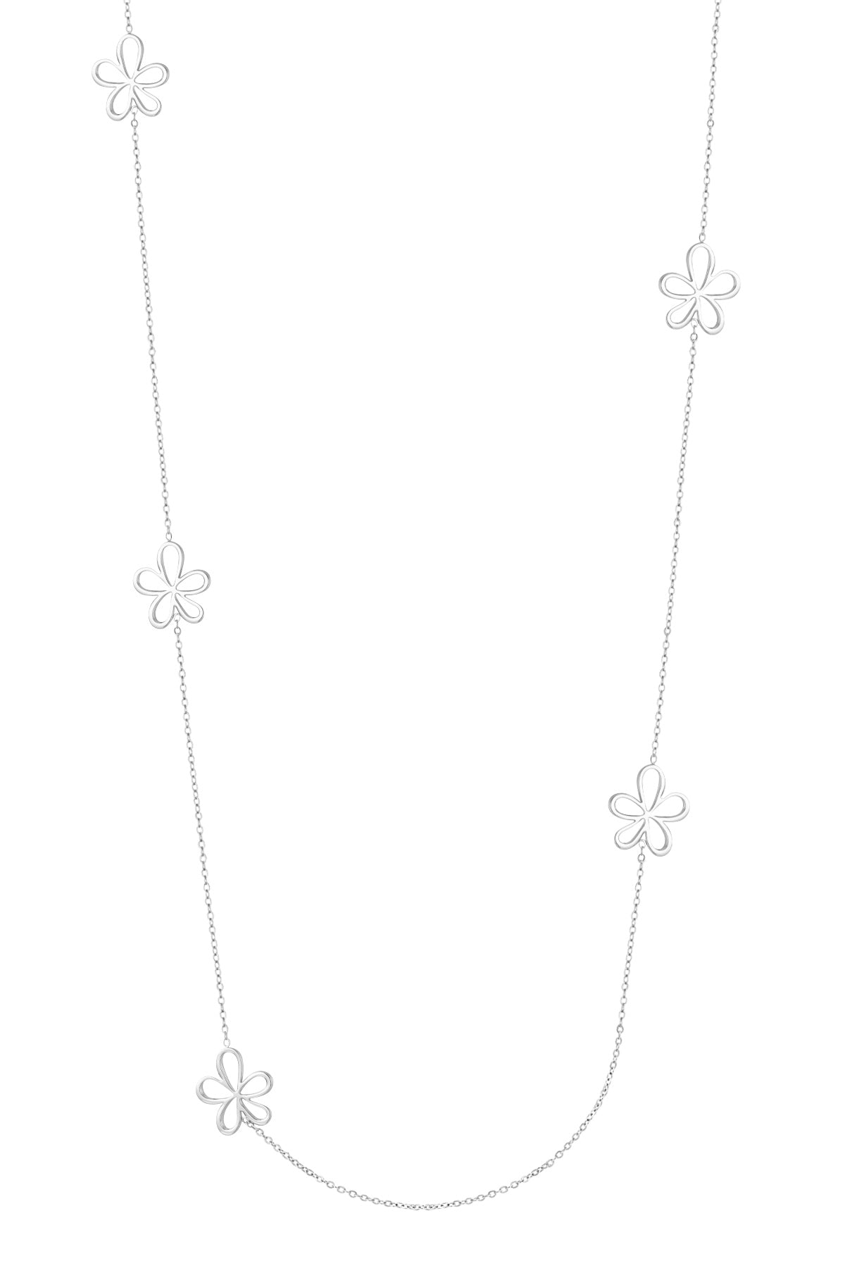 Long collier pour femmes en acier inoxydable avec forme organique – couleur or et argent
