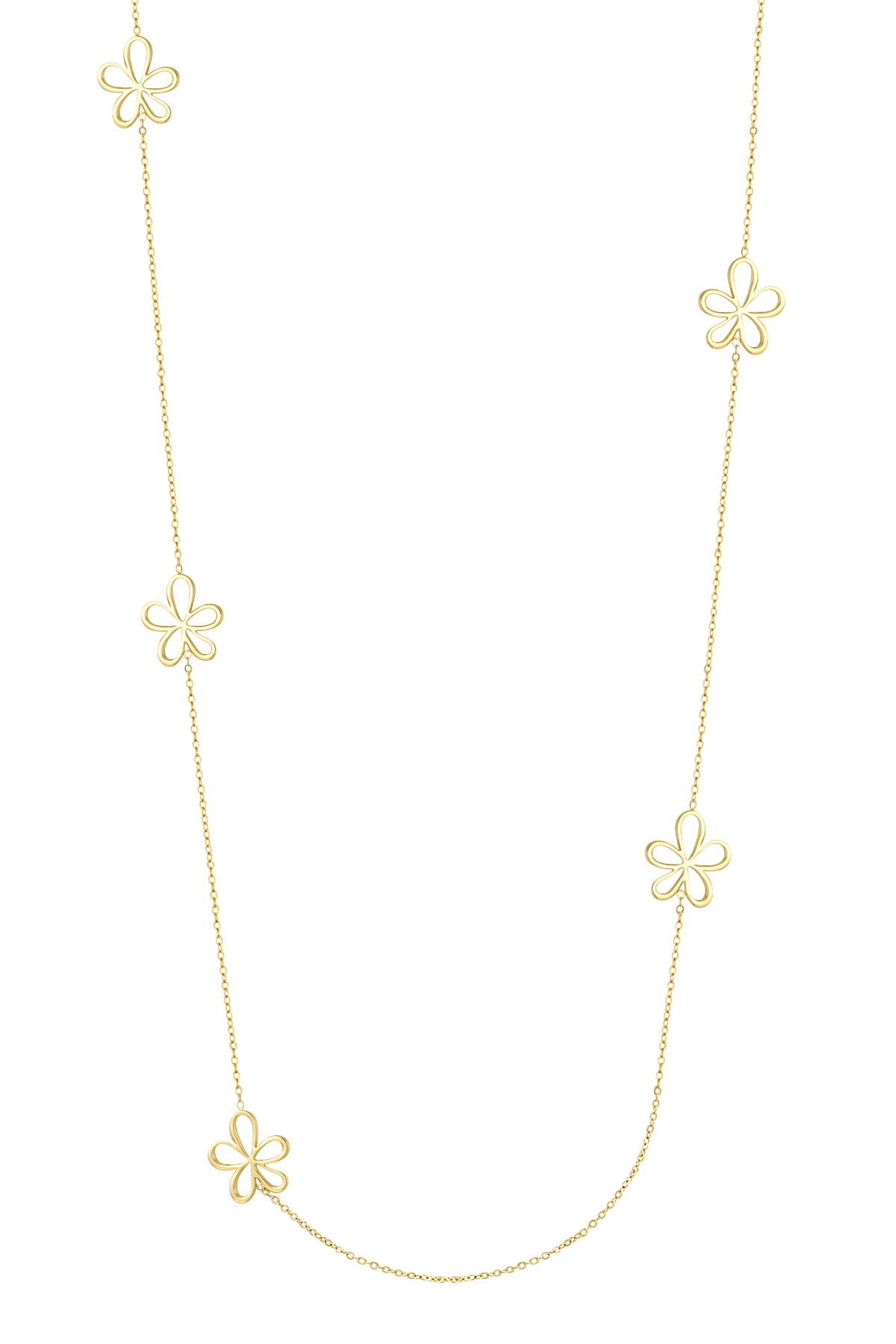 Long collier pour femmes en acier inoxydable avec forme organique – couleur or et argent