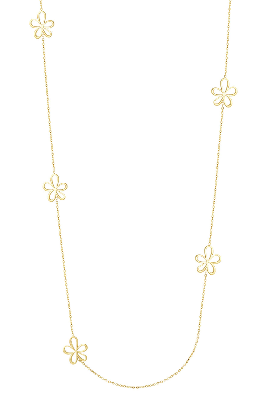 Long collier pour femmes en acier inoxydable avec forme organique – couleur or et argent