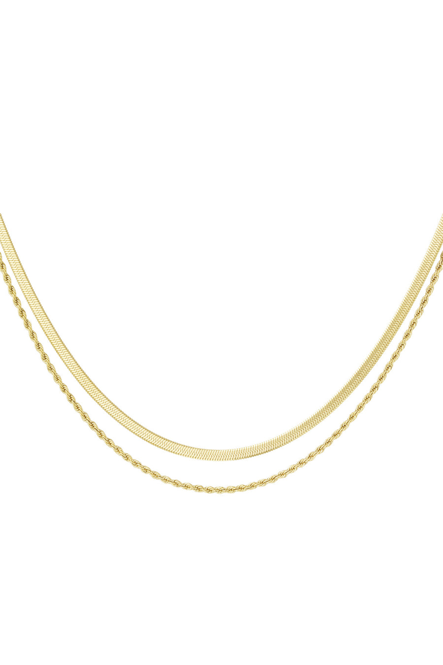 Collier femme multi-rangs en acier inoxydable avec chaîne à maillons – doré