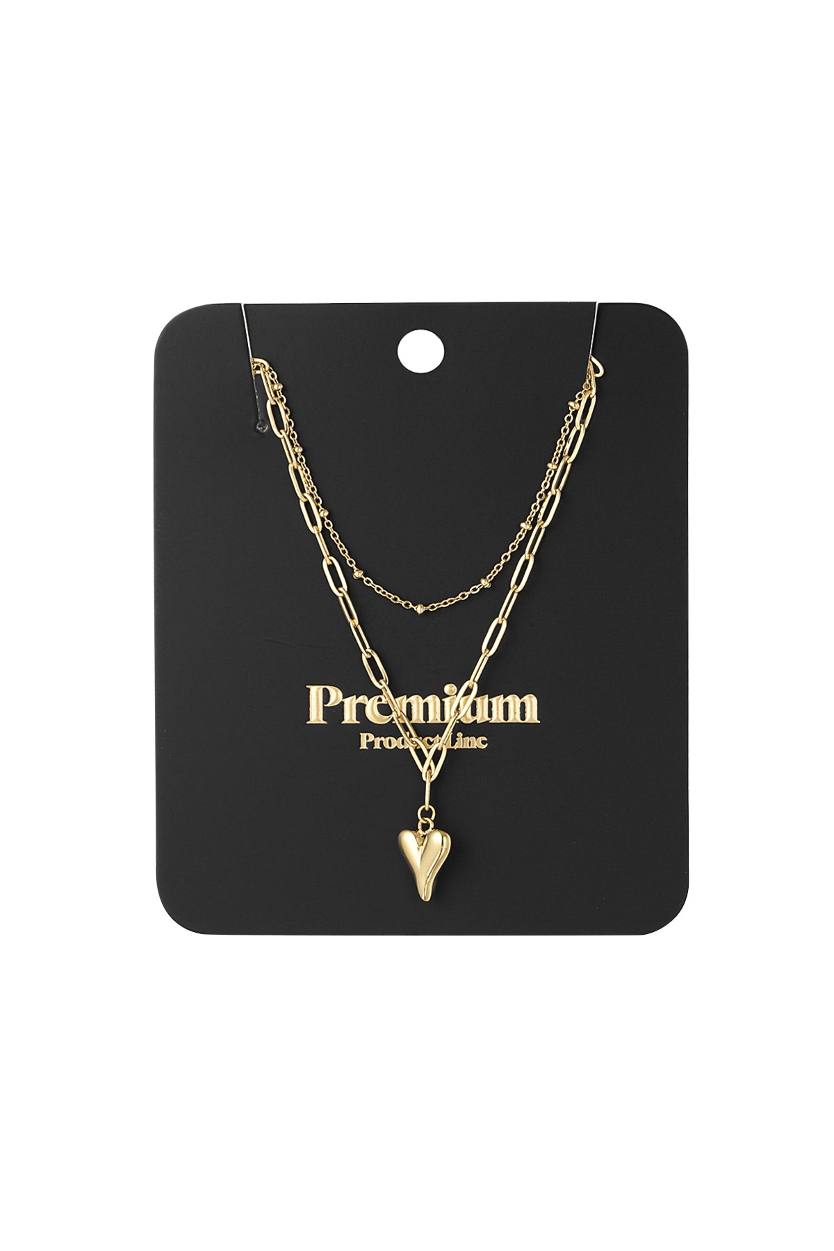 Women's layered necklace made of 304 stainless steel with a heart shape – gold colored – image 3