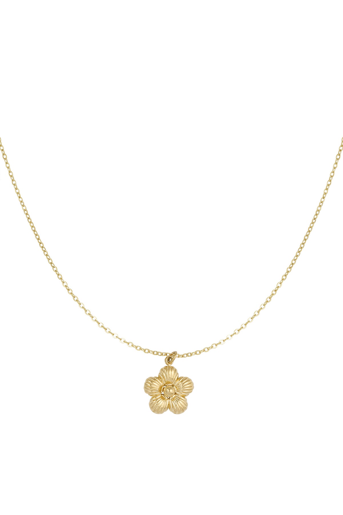 Women's Stainless Steel Flower Pendant Necklace – Gold Tone