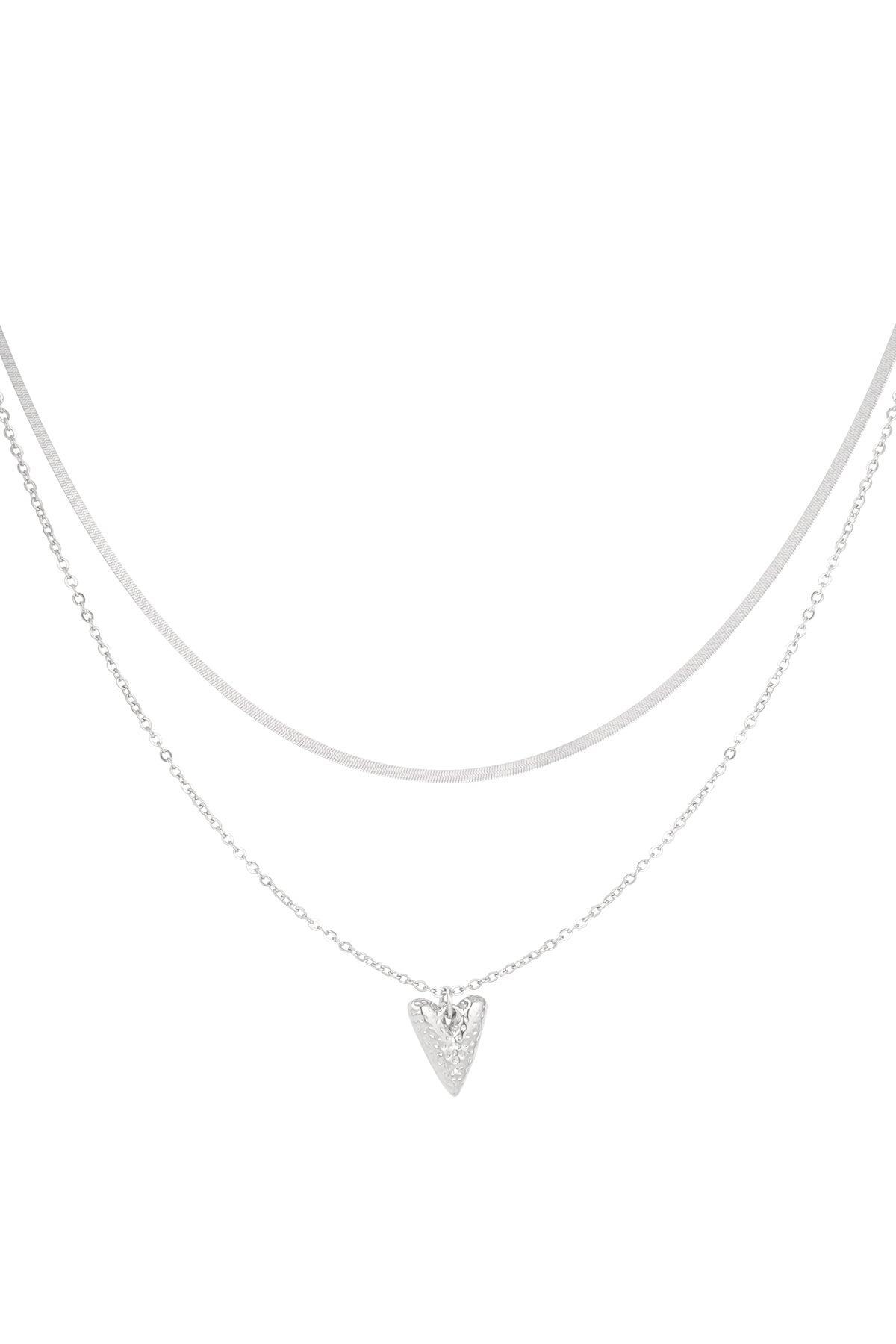 Layered stainless steel women's necklace with heart – gold and silver colored