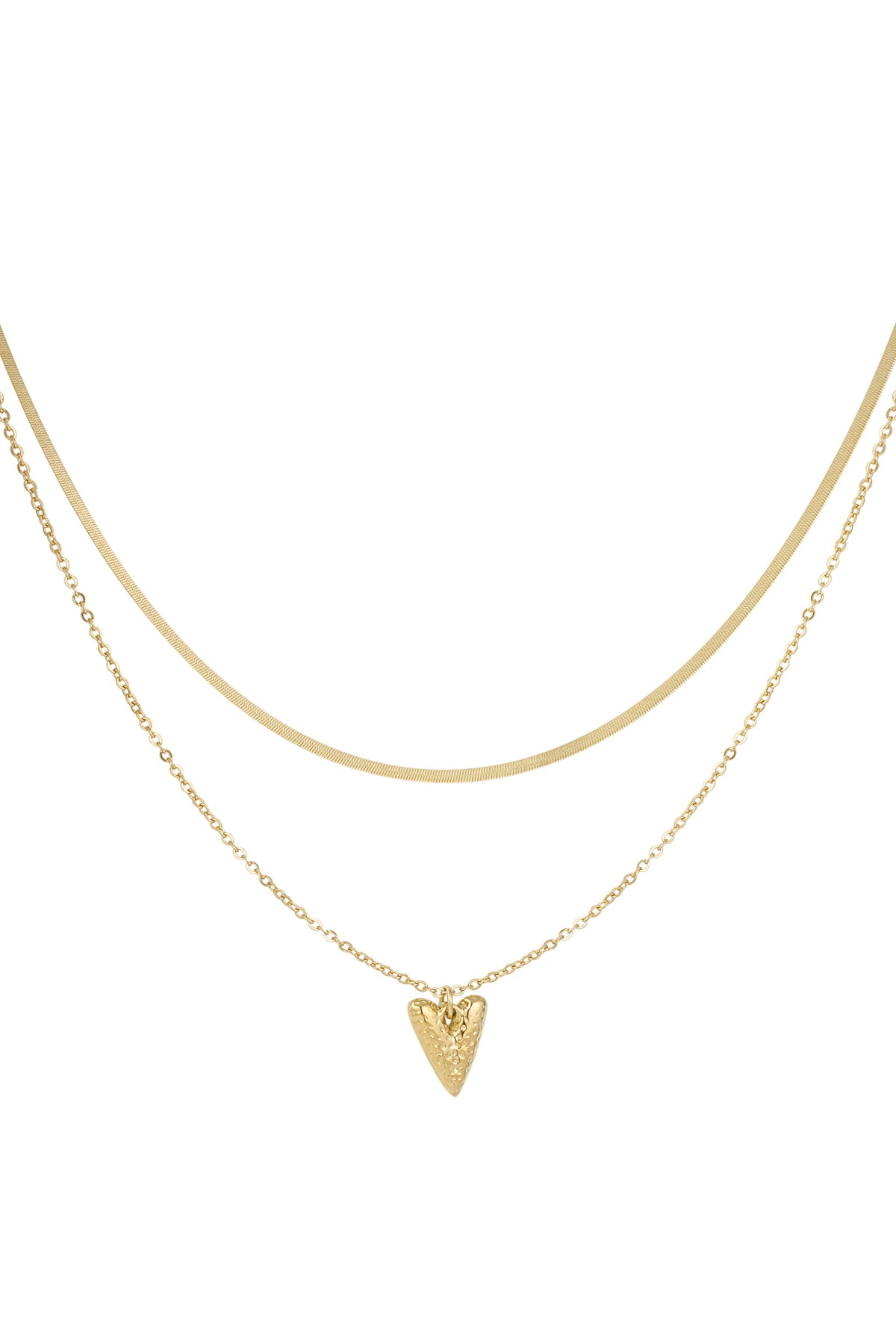 Layered stainless steel women's necklace with heart – gold and silver colored