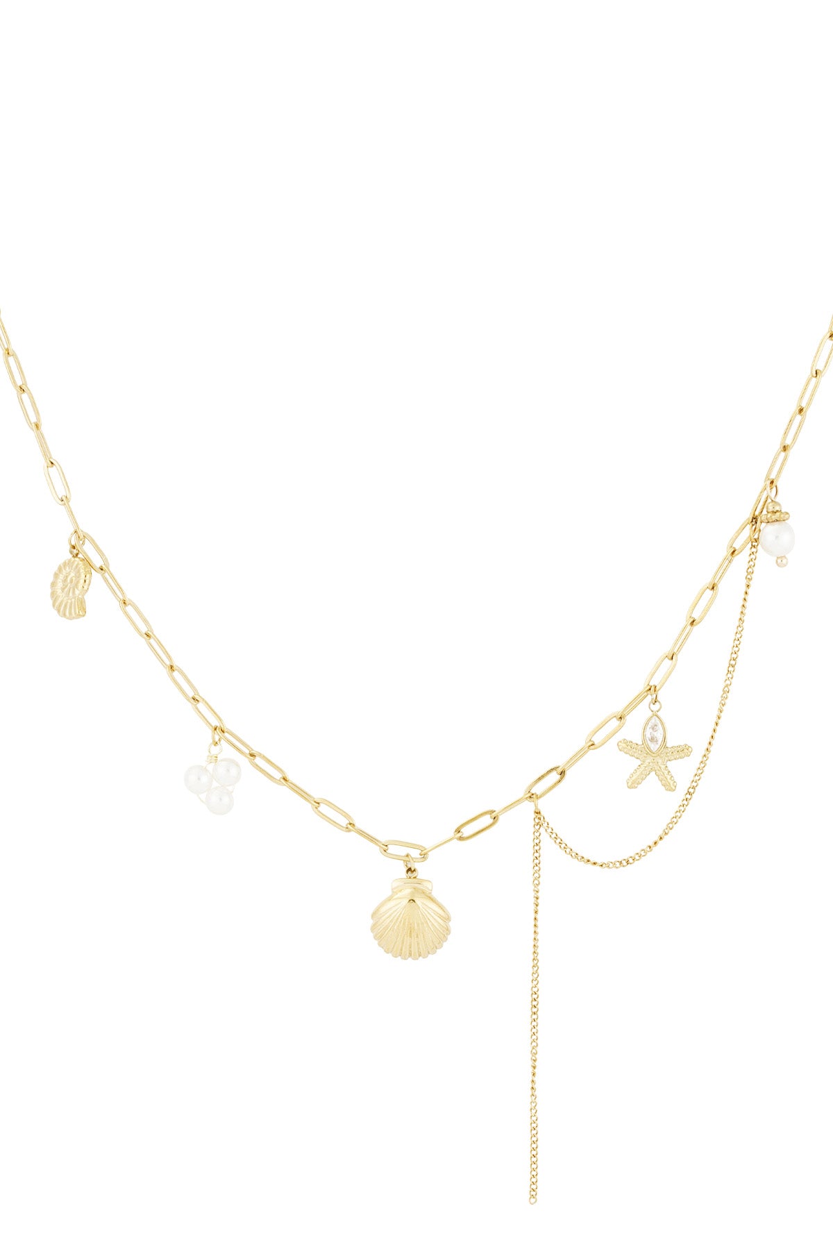 Collier femme avec pendentif en acier inoxydable 304, perle d'imitation, hématite, strass