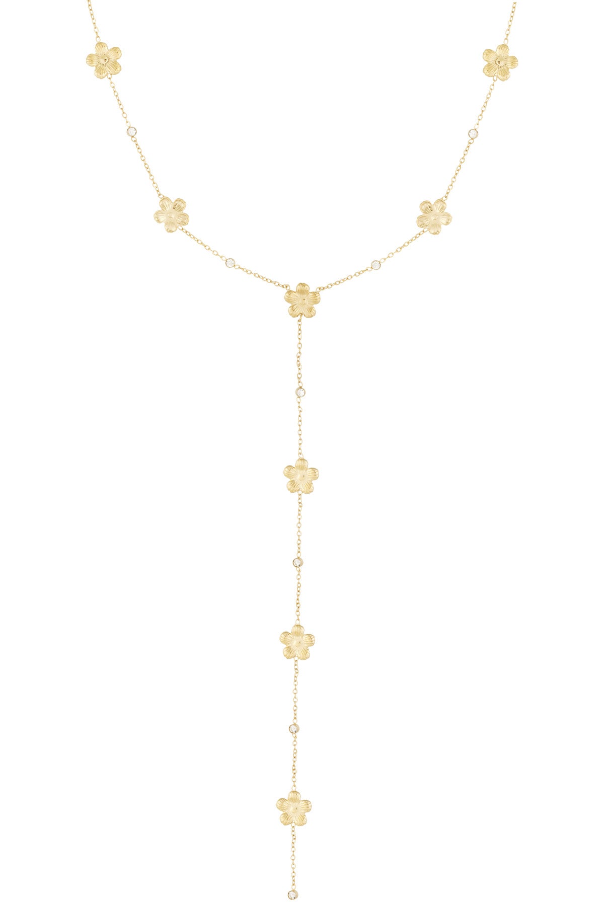 Women's necklace with stainless steel floral pendant - gold-toned