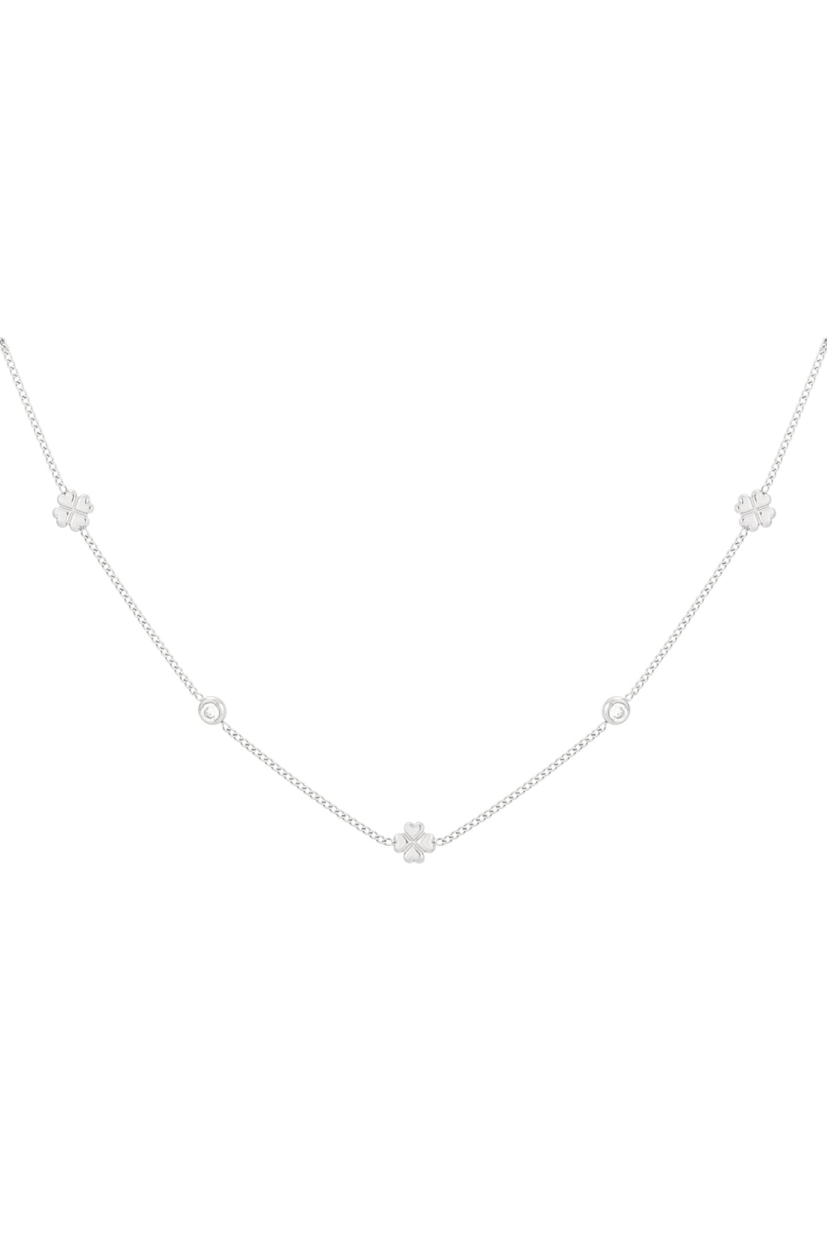 Women's stainless steel clover motif link chain necklace – gold-coloured