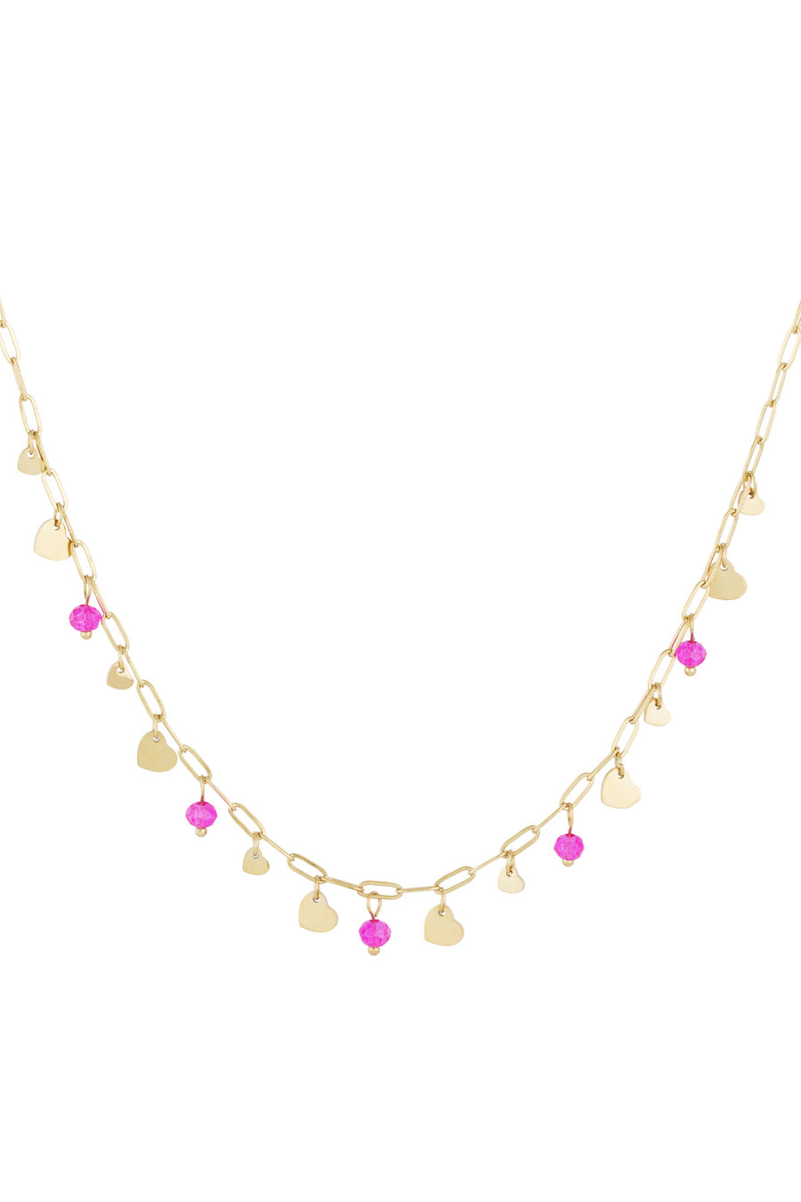 Collier femme avec pendentif en acier inoxydable, cristal en forme de cœur – rose