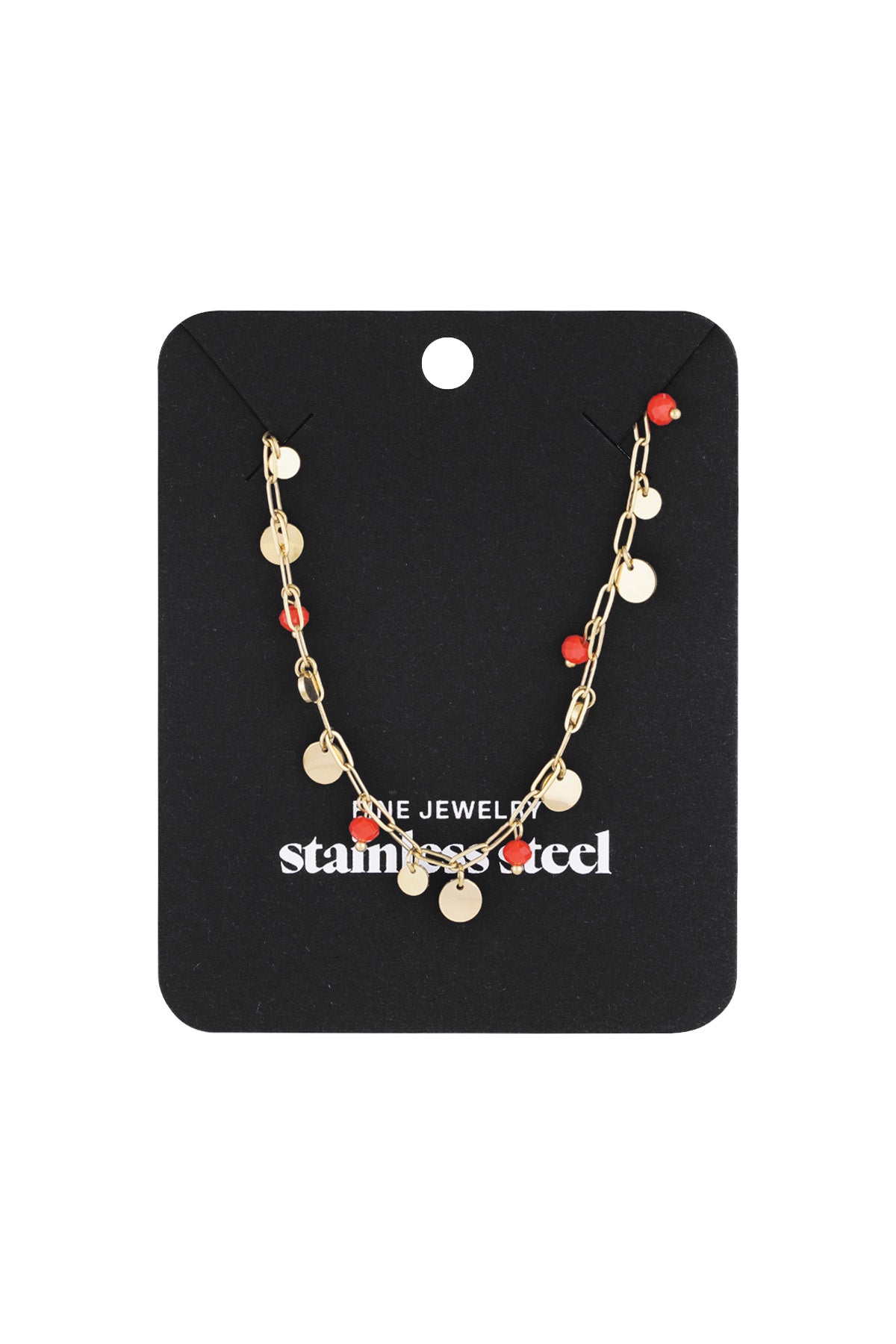 ketting mix van Goud kleur en rood