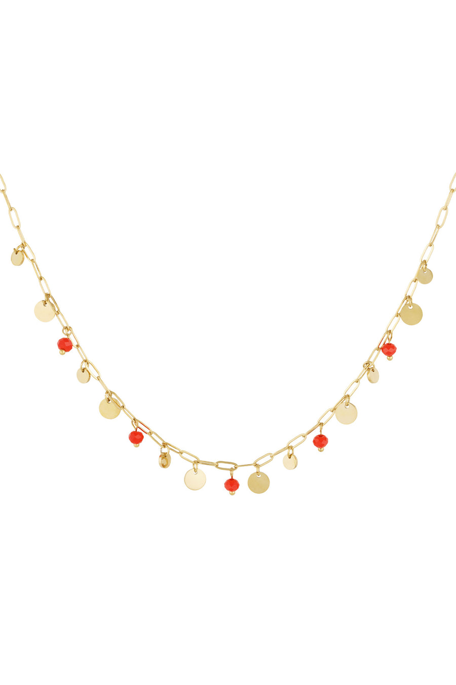 Collier pour femme avec pendentif en acier inoxydable, cristal de forme organique – rouge et bleu