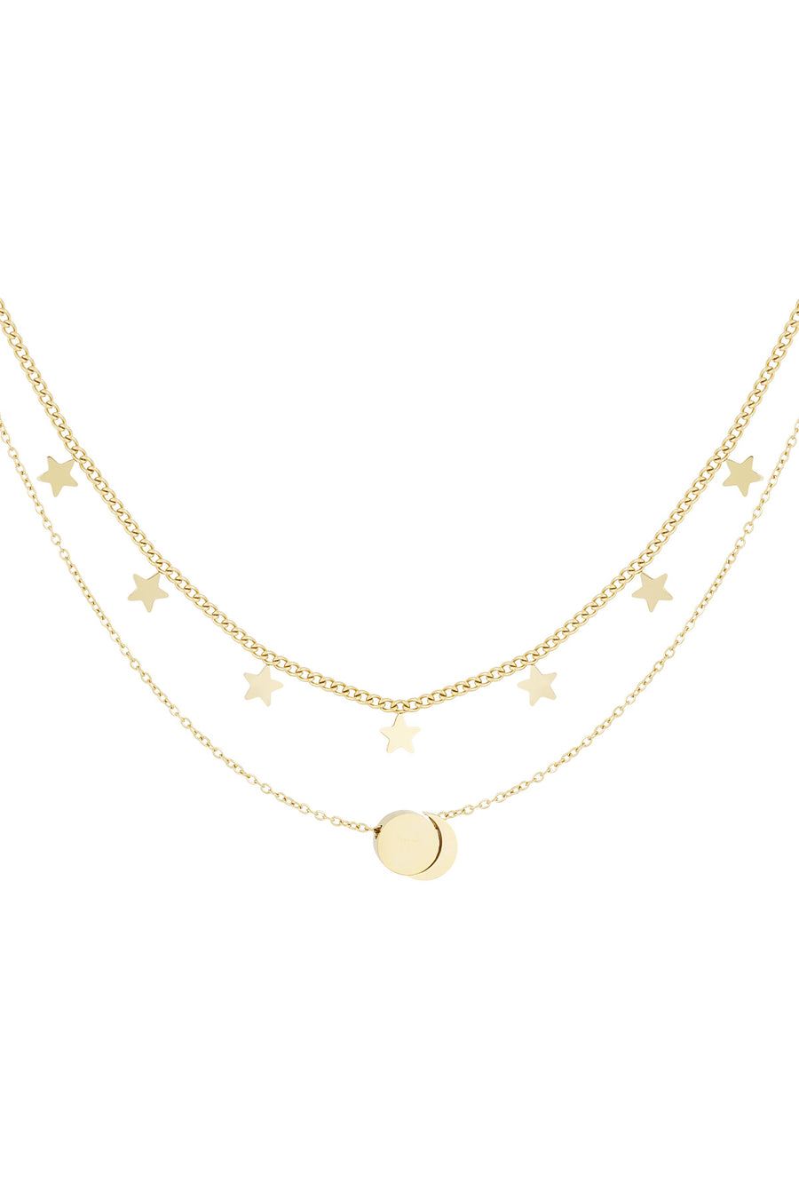 Collier femme superposé en acier inoxydable avec motif étoile – doré et argenté