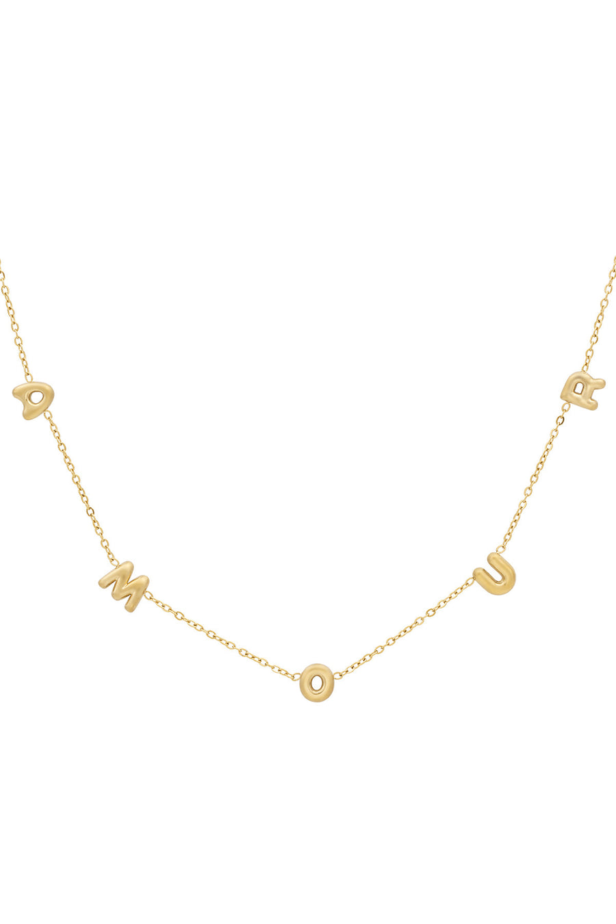 Collier pour femme avec pendentif en acier inoxydable et détail lettre – couleur or