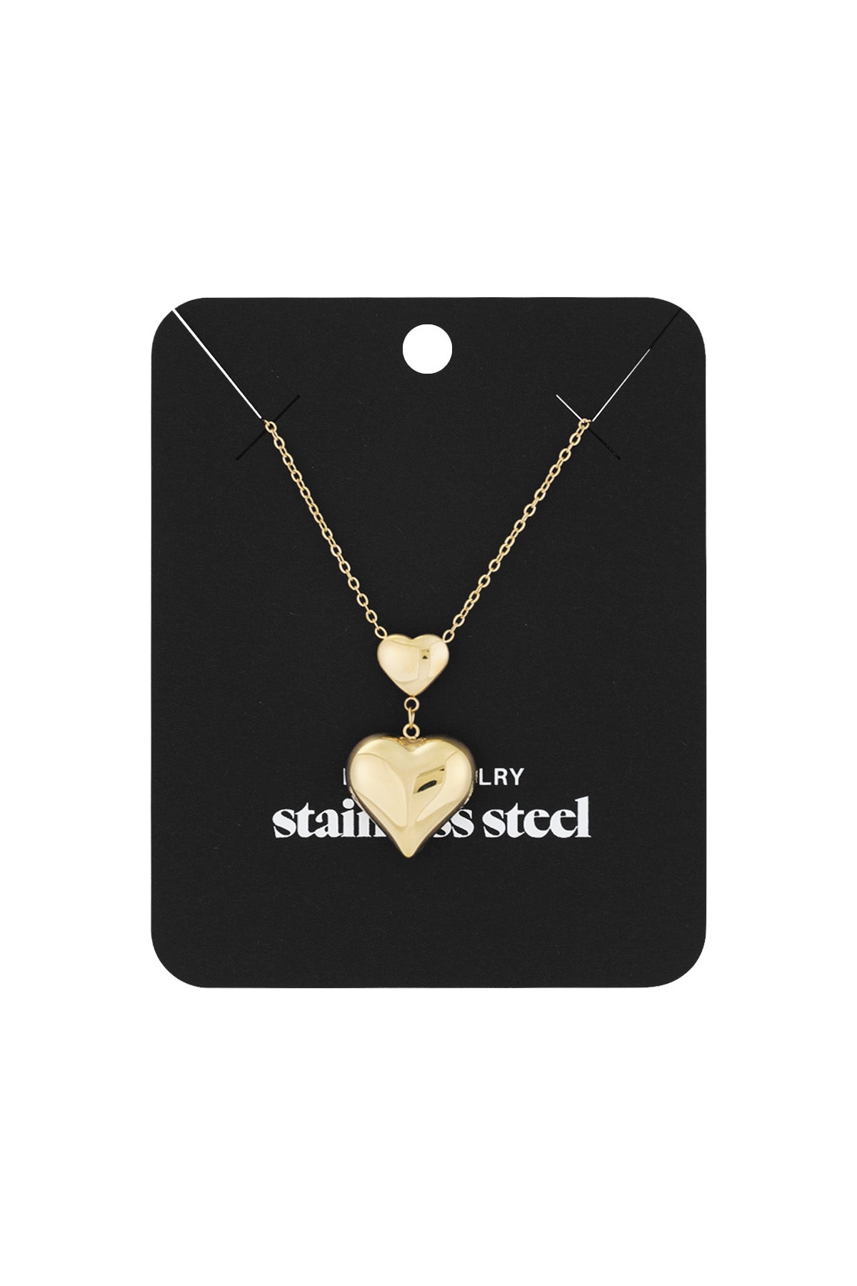 Collier pour femme en acier inoxydable avec pendentif en forme de cœur – doré – photo 3