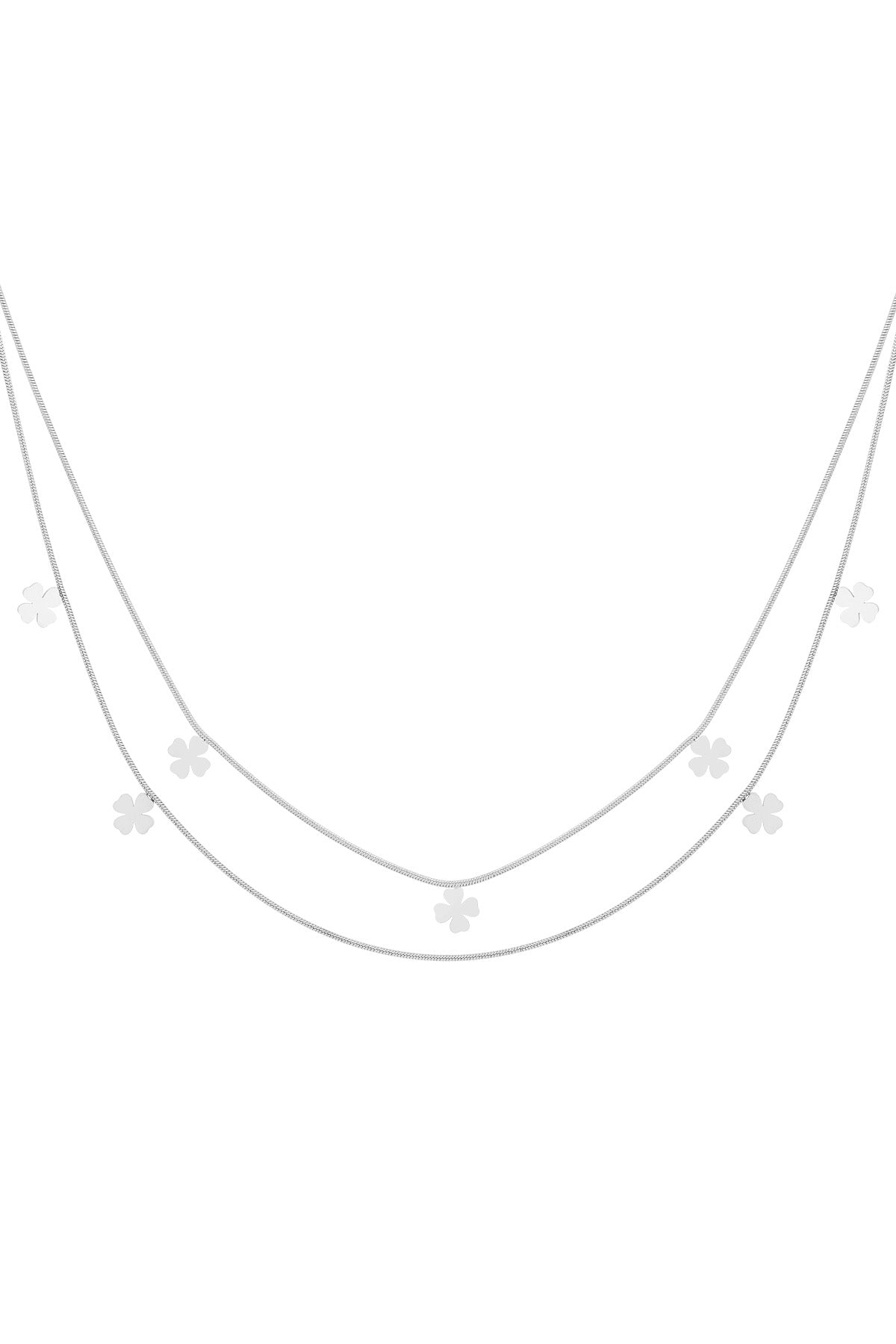 Collier femme en acier inoxydable superposé avec motif trèfle – couleur or