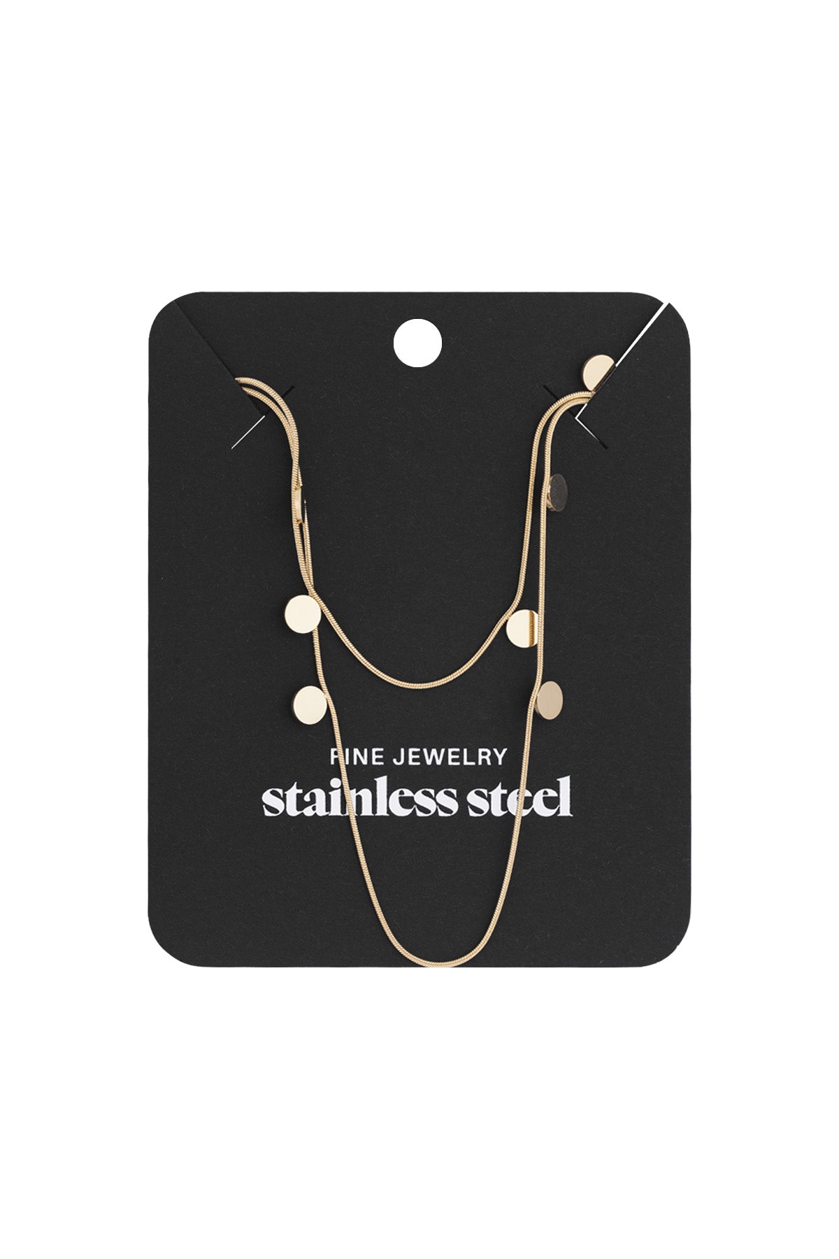 Layered stainless steel women's necklace with organic shape – gold-colored – image 3