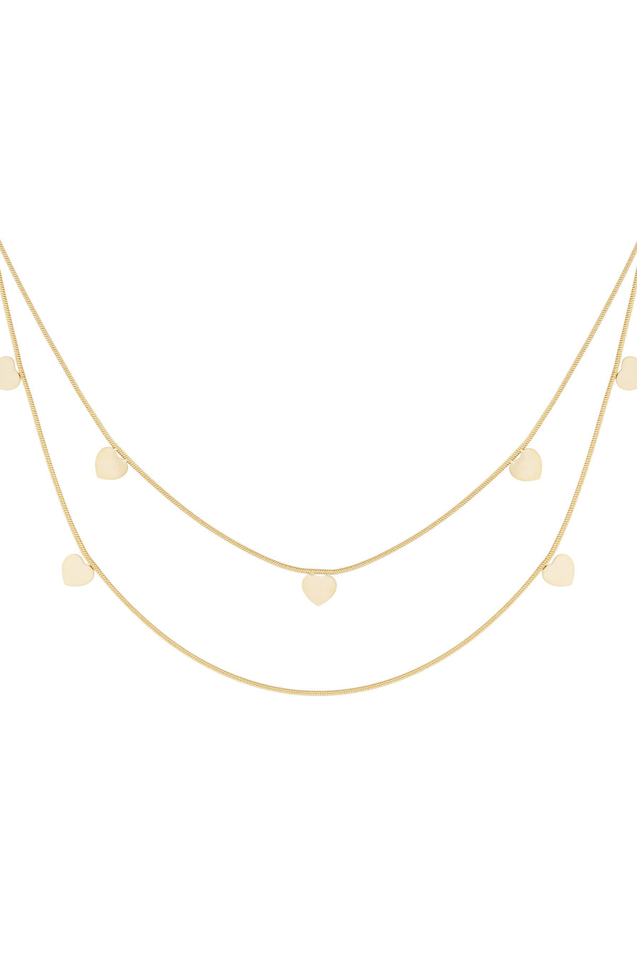 Collier superposé pour femme en acier inoxydable avec cœur – doré et argenté