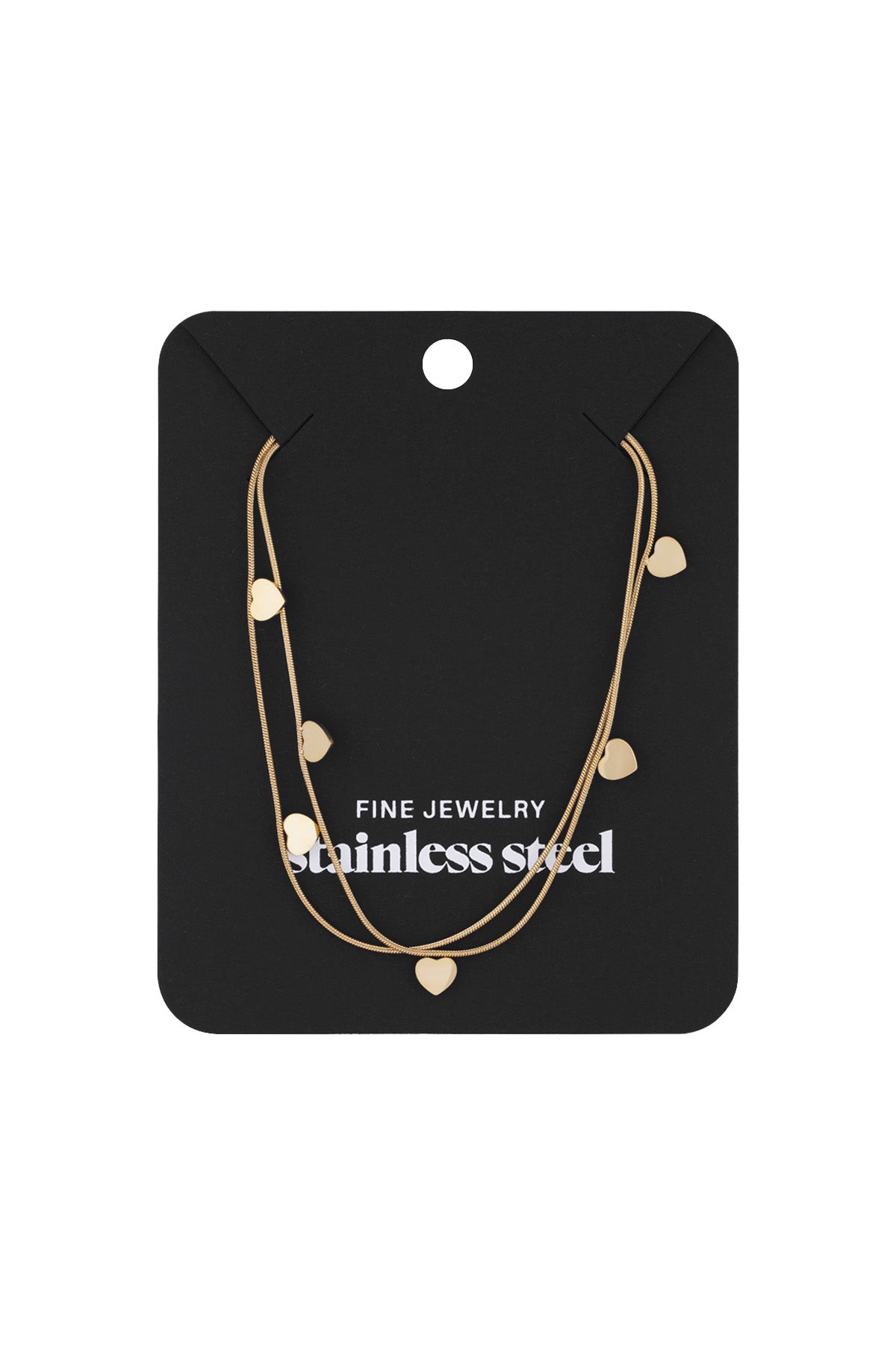 Layered stainless steel women's necklace with heart shape – gold-toned and silver-toned – image 3