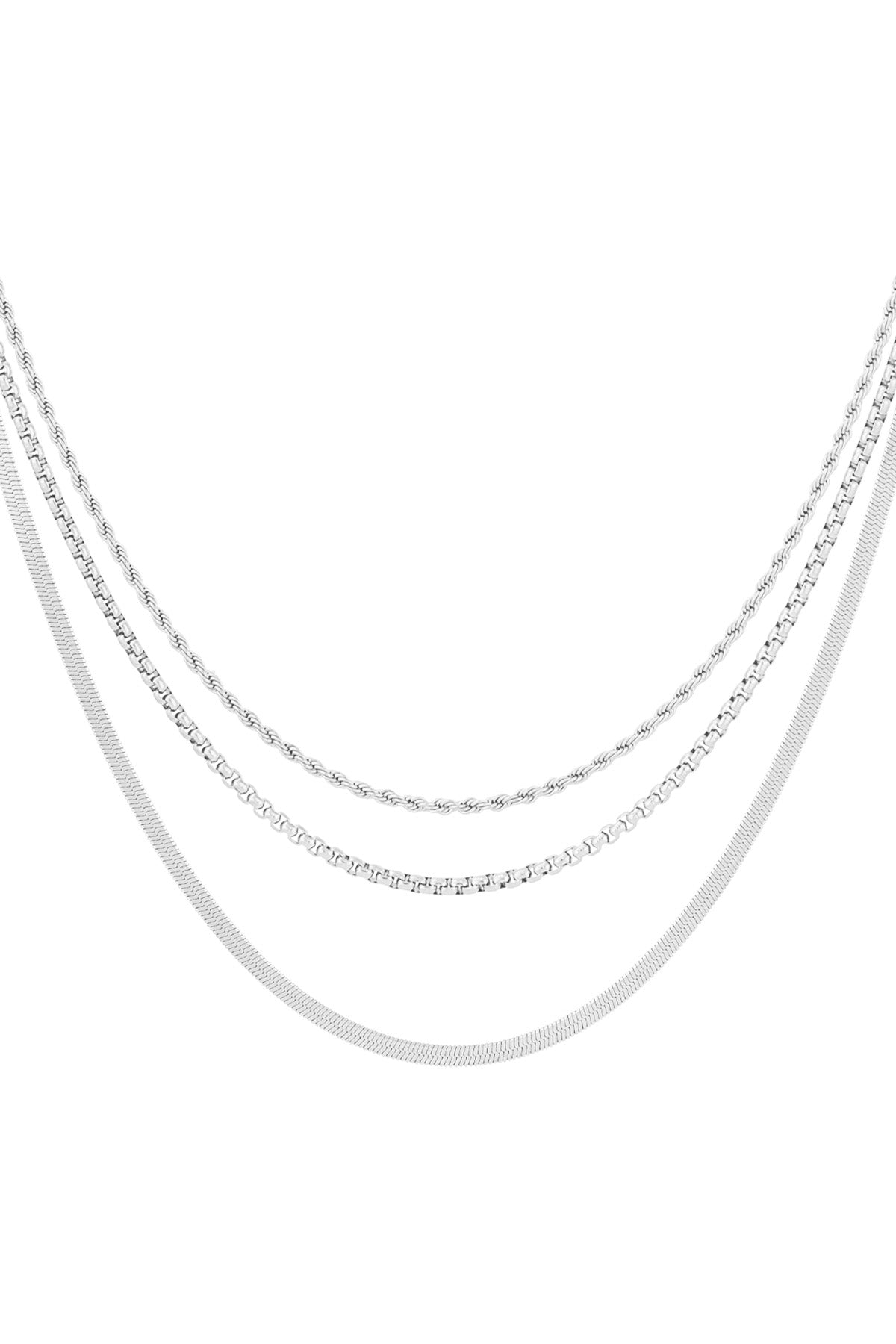 Collier femme superposé en acier inoxydable à forme organique – couleur or
