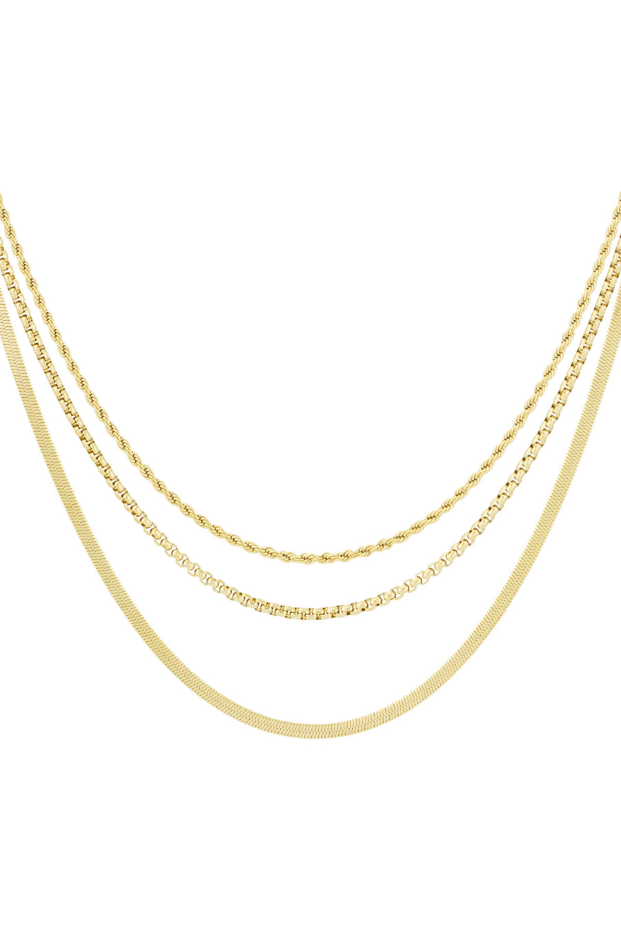 Collier femme superposé en acier inoxydable à forme organique – couleur or