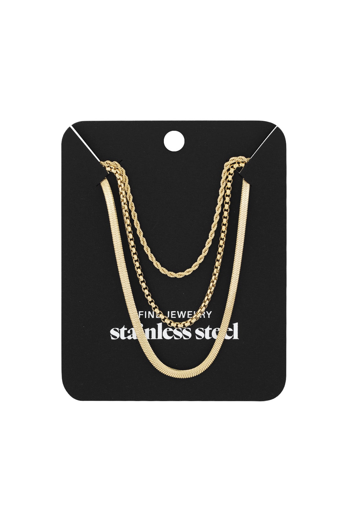 Layered stainless steel women's necklace with organic shape – gold colored – image 3