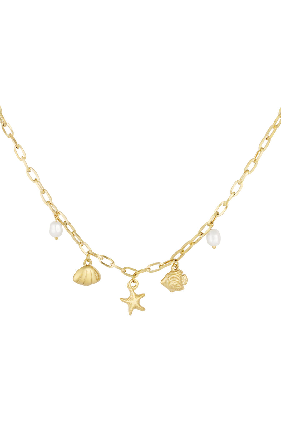 Collier pour femme avec pendentif en acier inoxydable et détails océaniques – couleur or