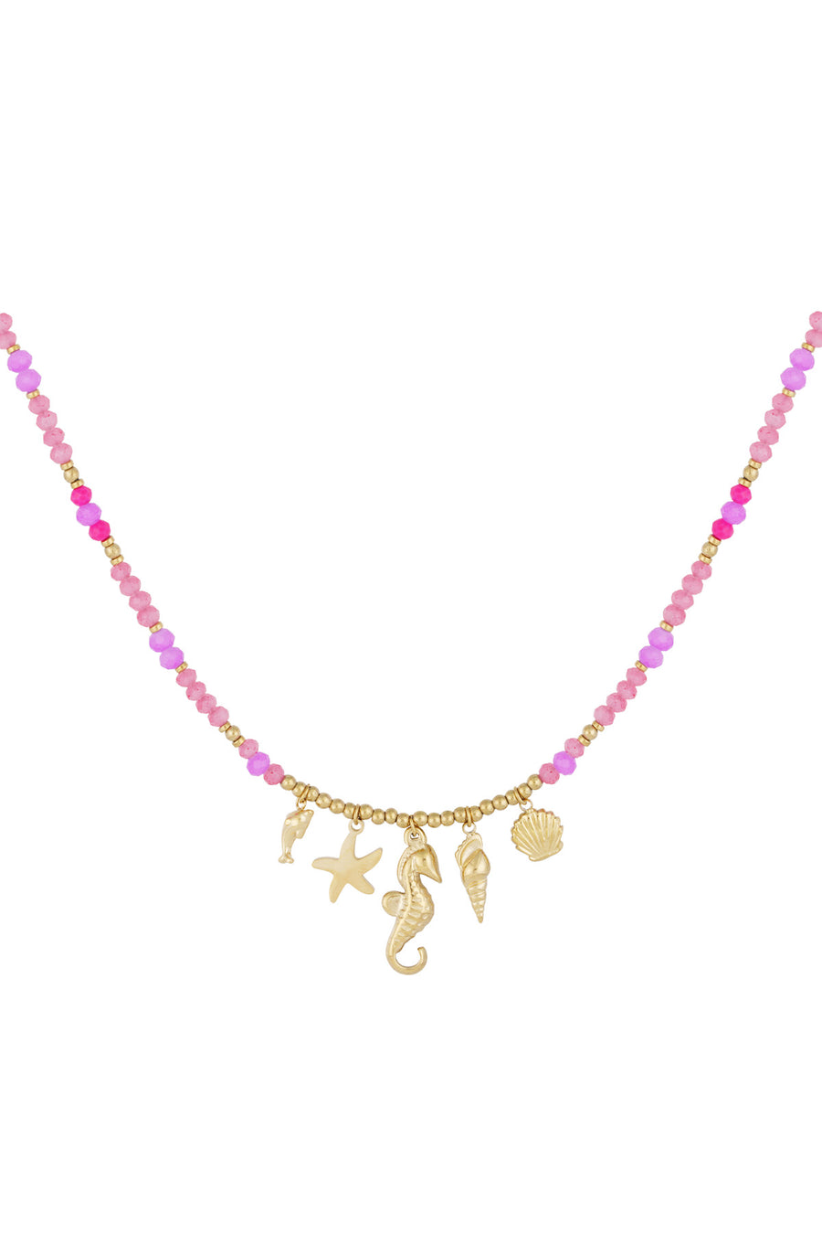 Collier de perles pour femmes en acier inoxydable 304, verre, hématite avec détails océaniques