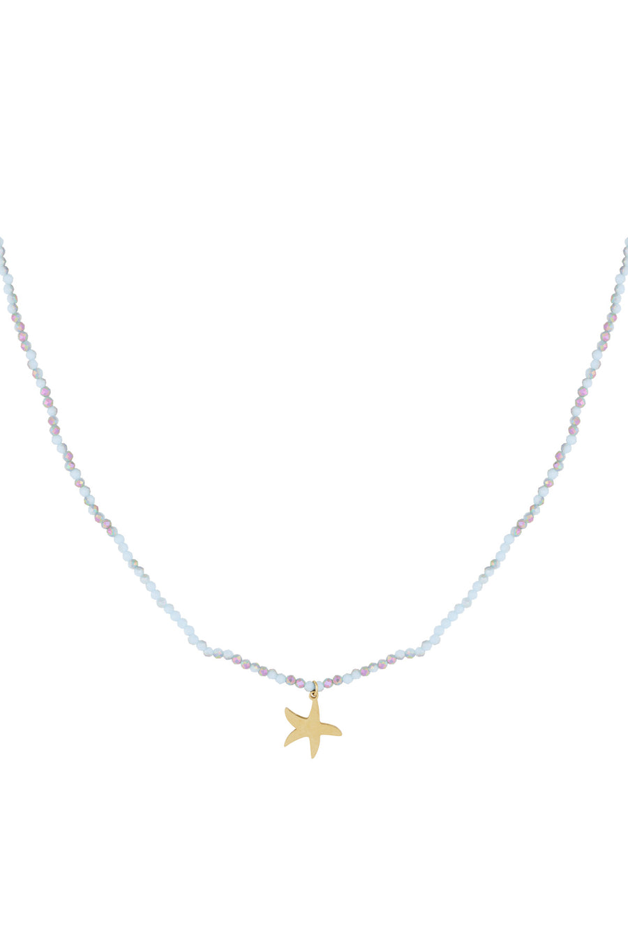 Collier de perles pour femme en acier inoxydable 304, verre avec détails marins