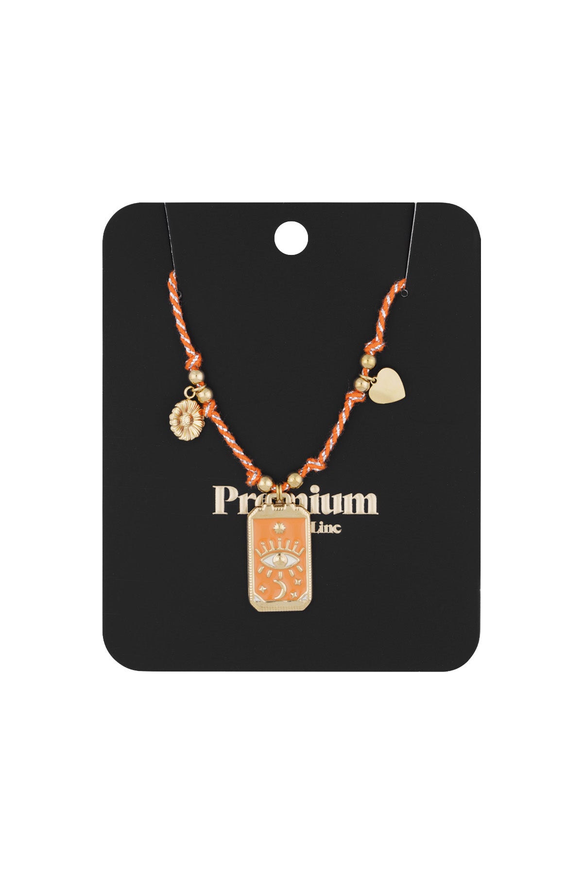 Collier tressé pour femme en acier inoxydable 304, cordon, émail avec forme organique – orange – photo 3