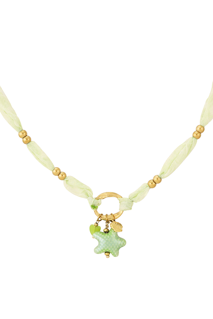 Collier tressé pour femme en acier inoxydable 304 avec détails océaniques – vert