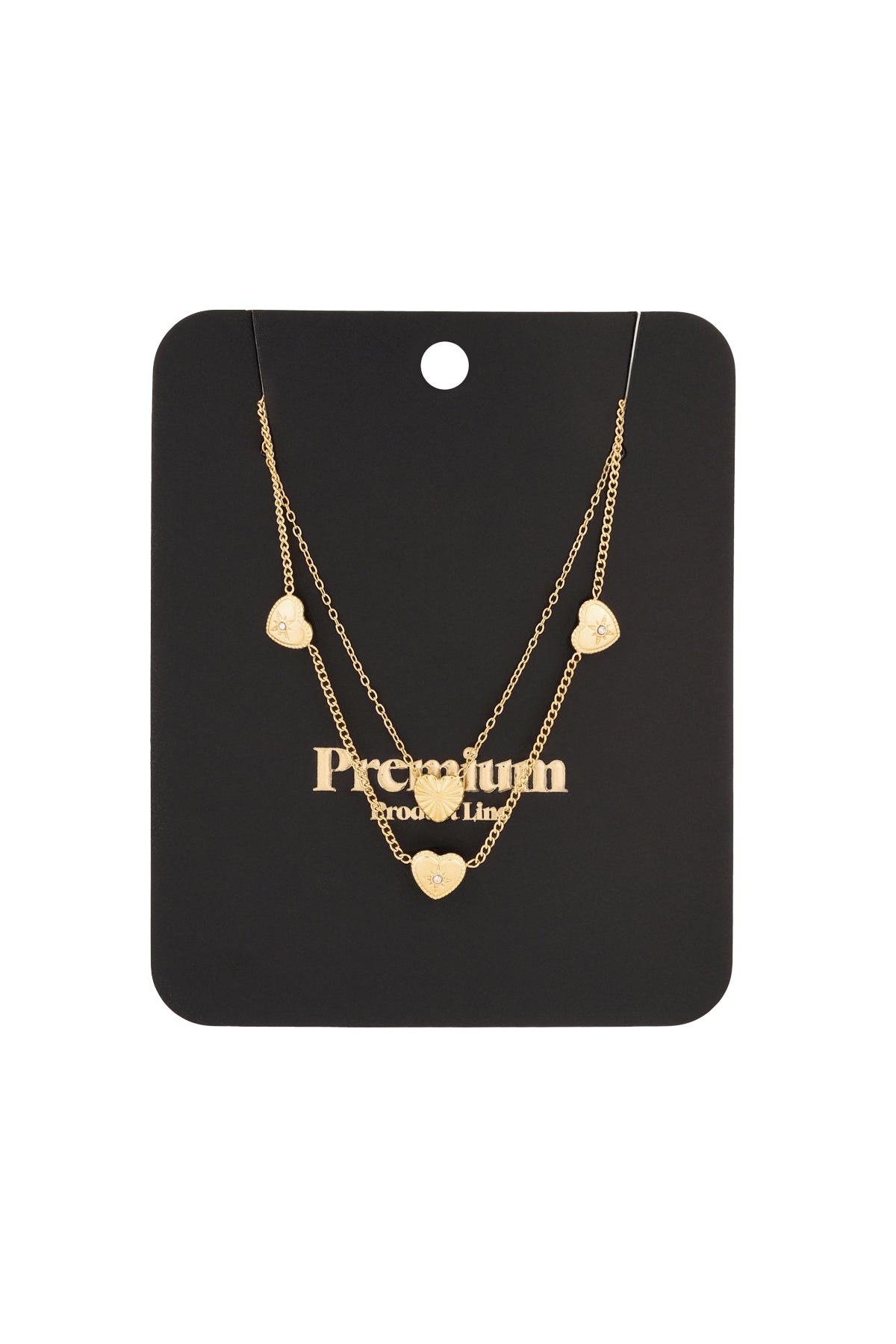 Layered women's necklace made of 304 stainless steel with a heart shape - gold-colored – image 4