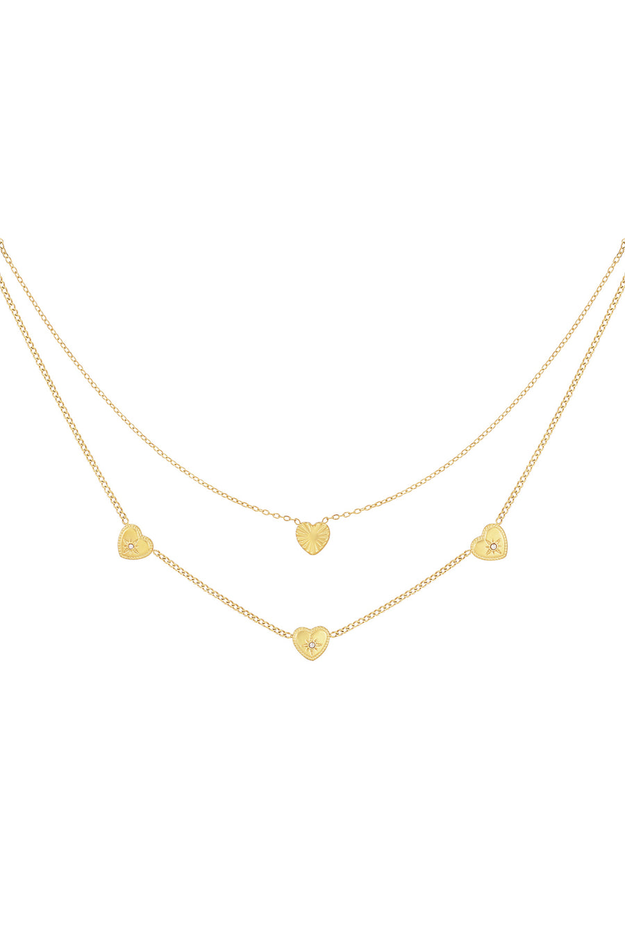 Collier femme superposé en acier inoxydable 304 avec pendentif cœur – couleur or