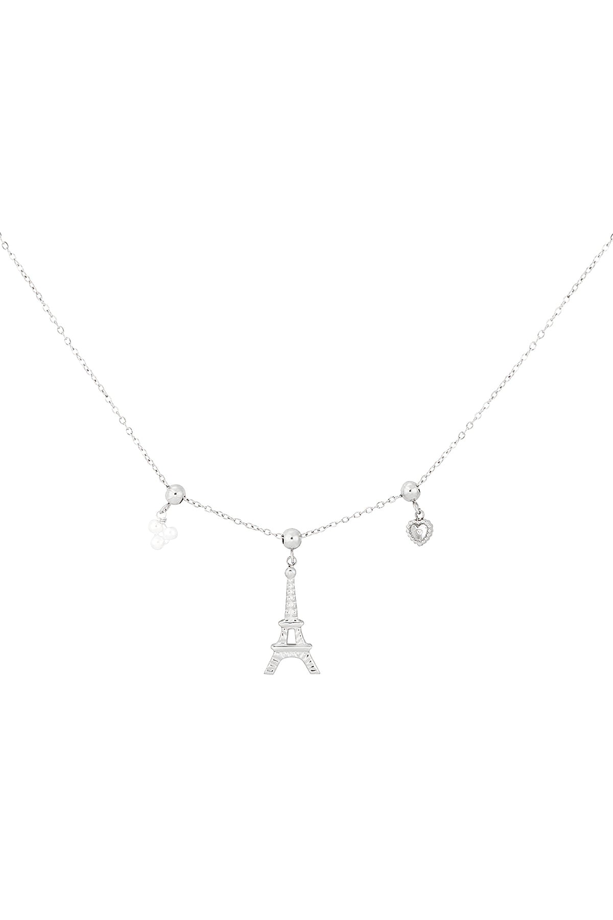 Women's necklace with pendant made of 304 stainless steel, imitation pearl, rhinestone with cartoon motif
