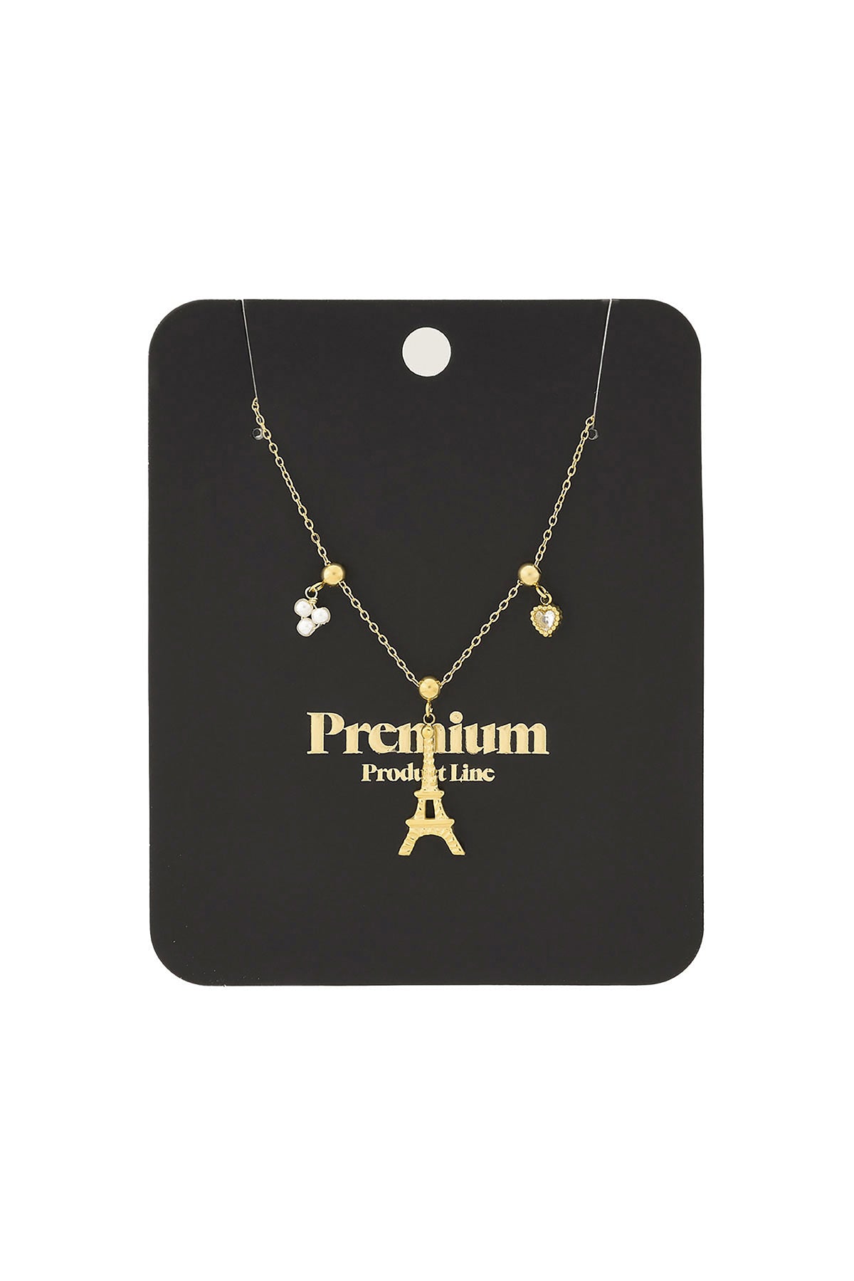 Women's necklace with pendant made of 304 stainless steel, imitation pearl, rhinestone with cartoon motif – image 3
