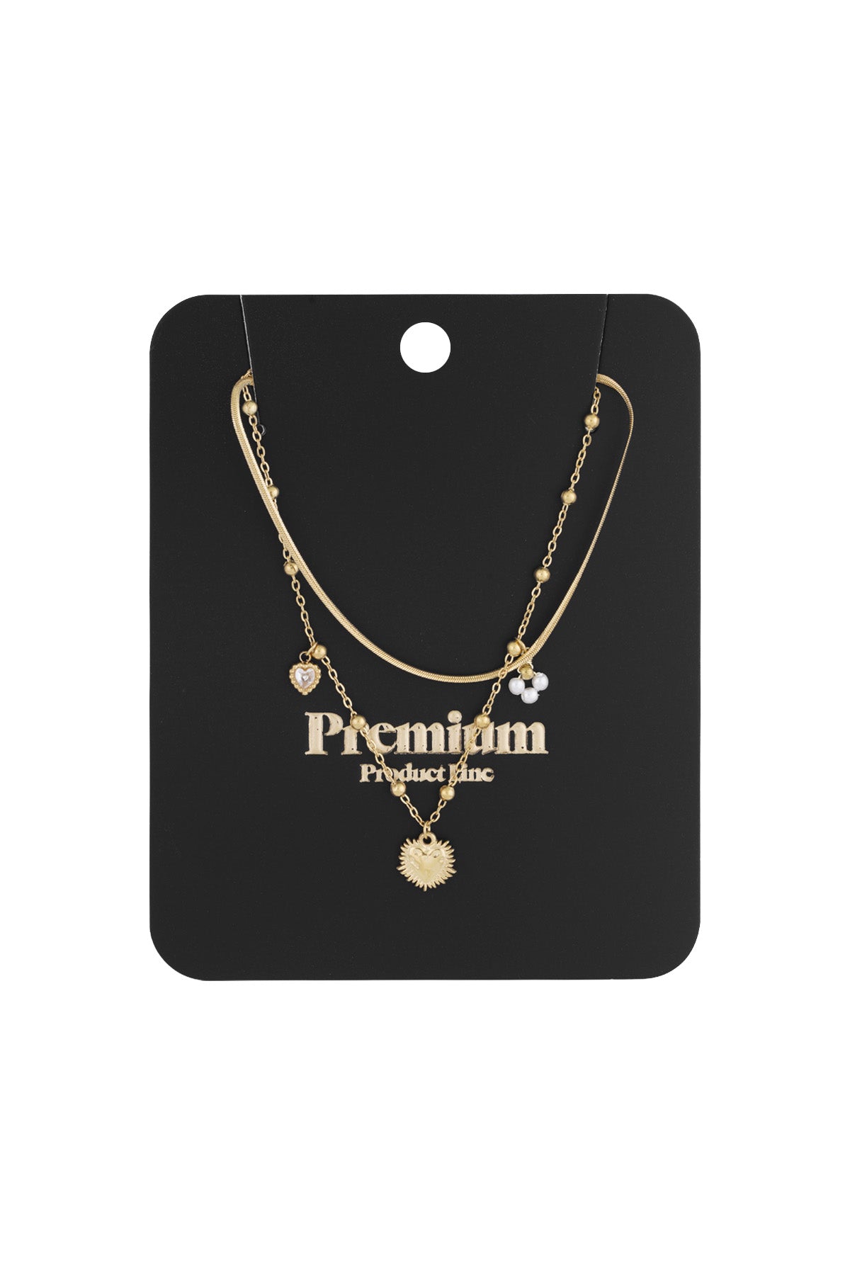 Layered women's necklace made of 304 stainless steel, imitation pearl with heart shape – image 3