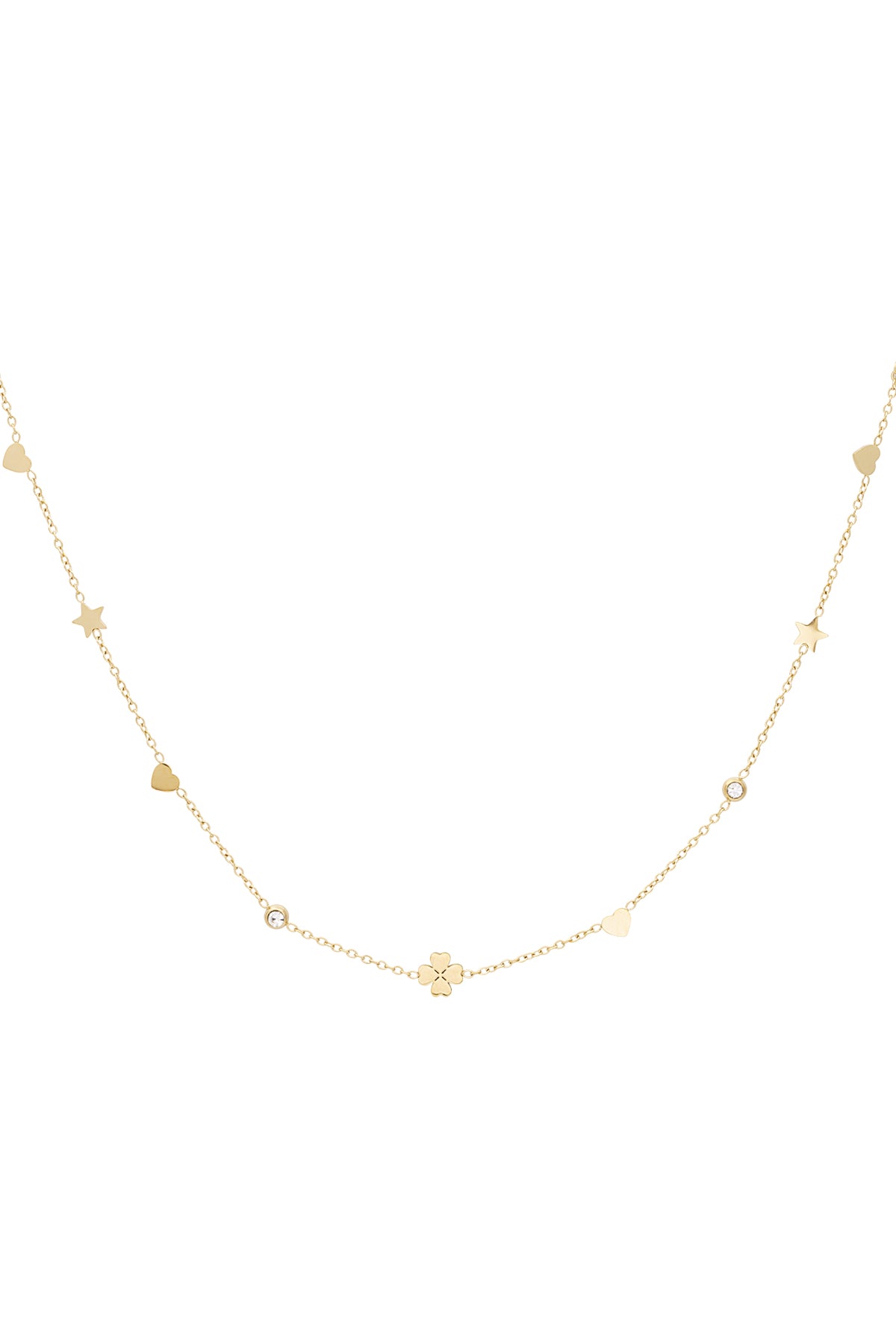 Chaîne de maillons pour femmes en acier inoxydable 304 avec motif trèfle – couleur or
