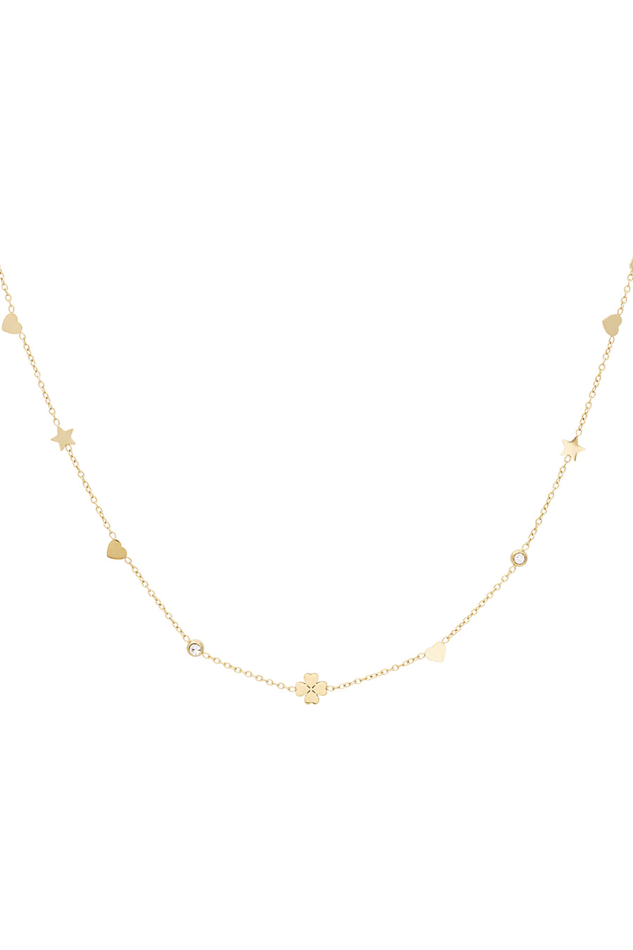Chaîne de maillons pour femmes en acier inoxydable 304 avec motif trèfle – couleur or