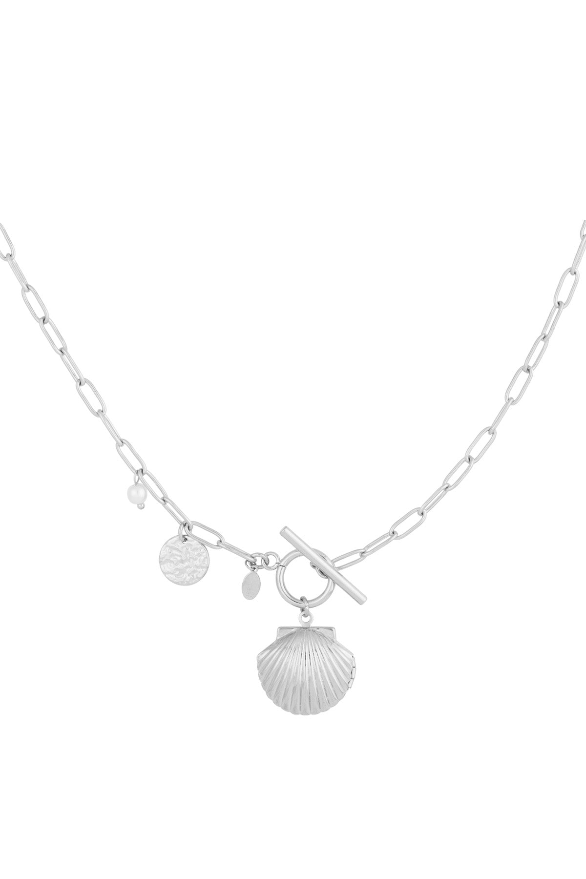 Women's necklace with 304 stainless steel pendant, imitation pearl with ocean details