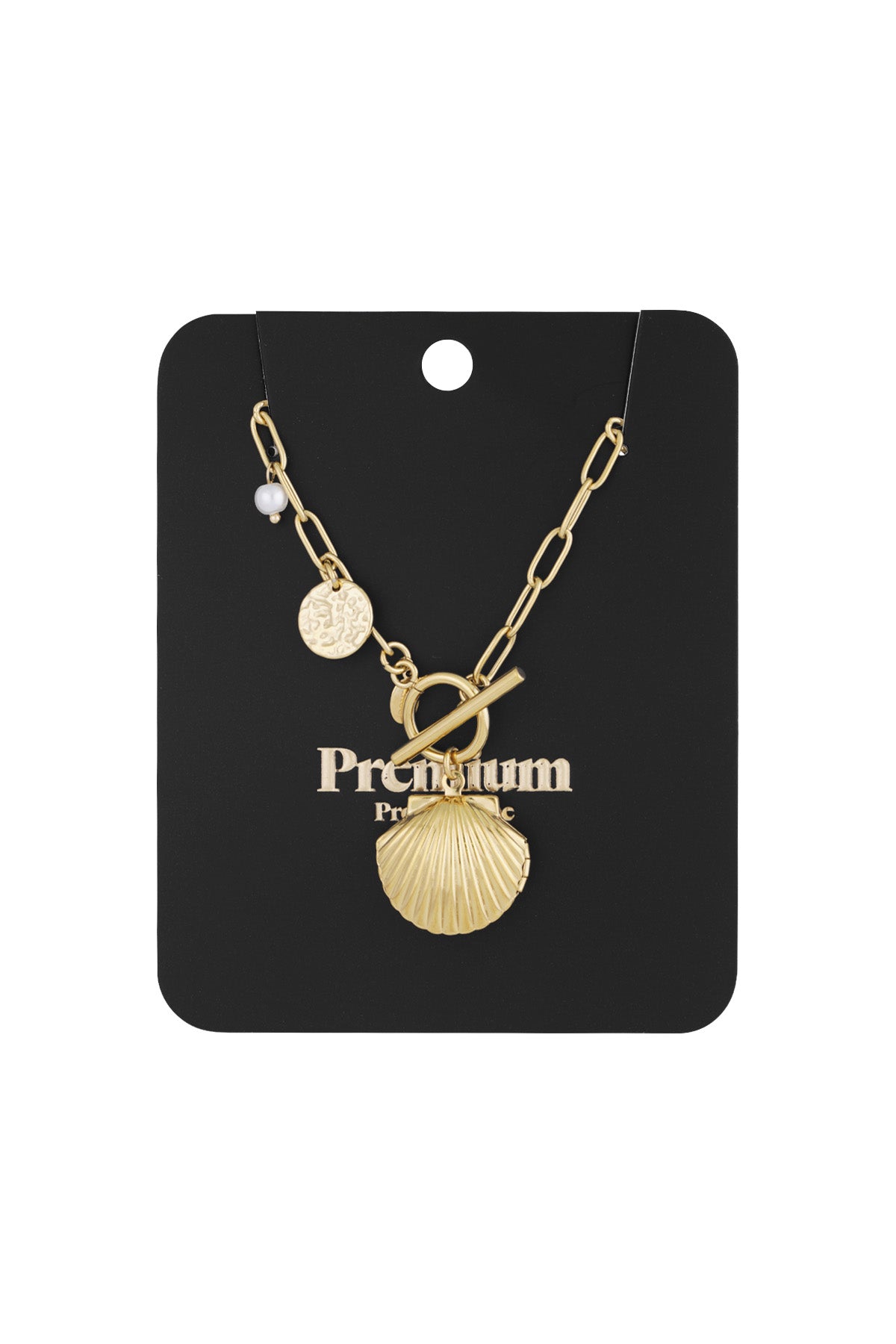 Women's necklace with 304 stainless steel pendant, imitation pearl with ocean details – image 3