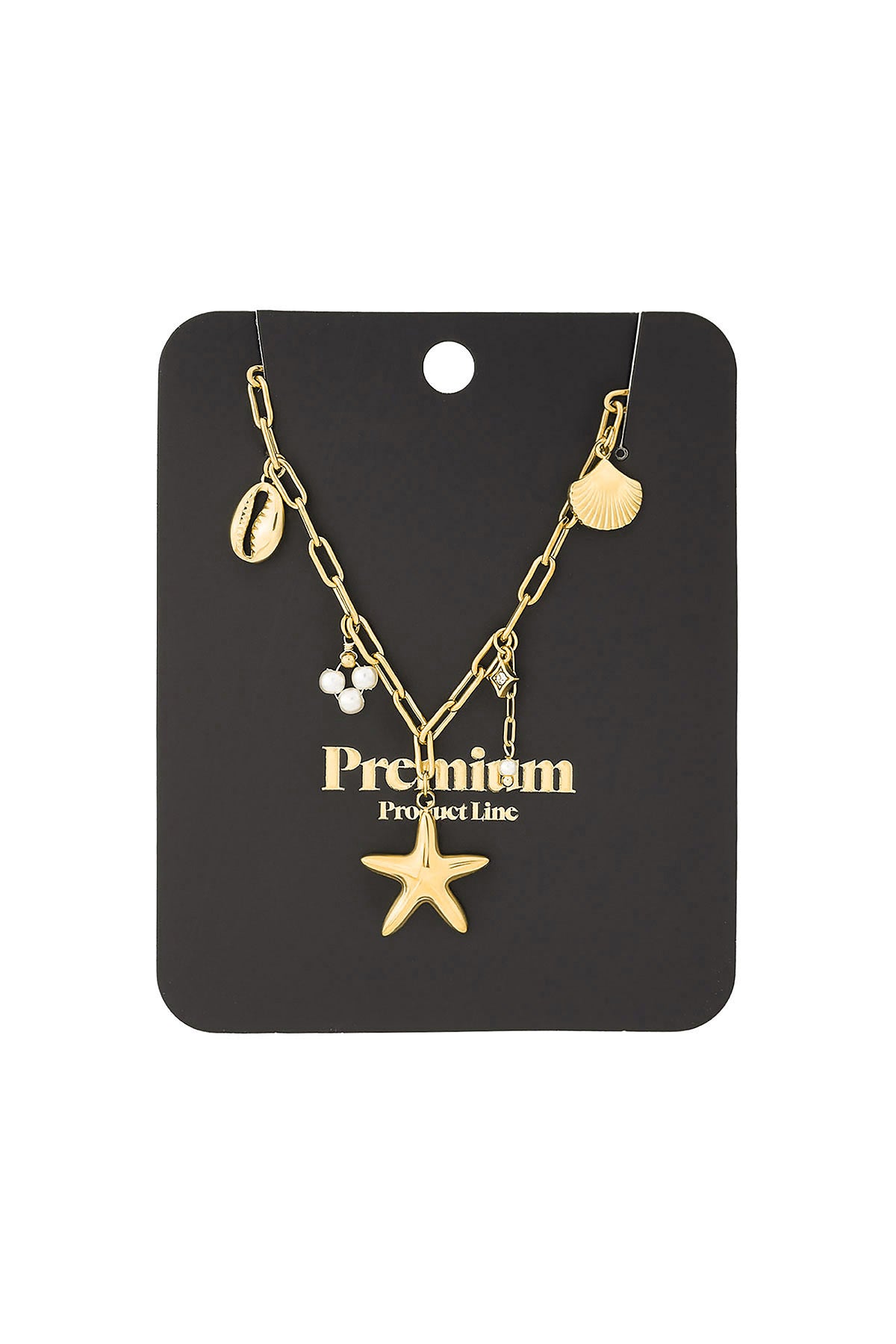 Women's necklace with pendant made of 304 stainless steel, imitation pearl, hematite, rhinestones – image 5
