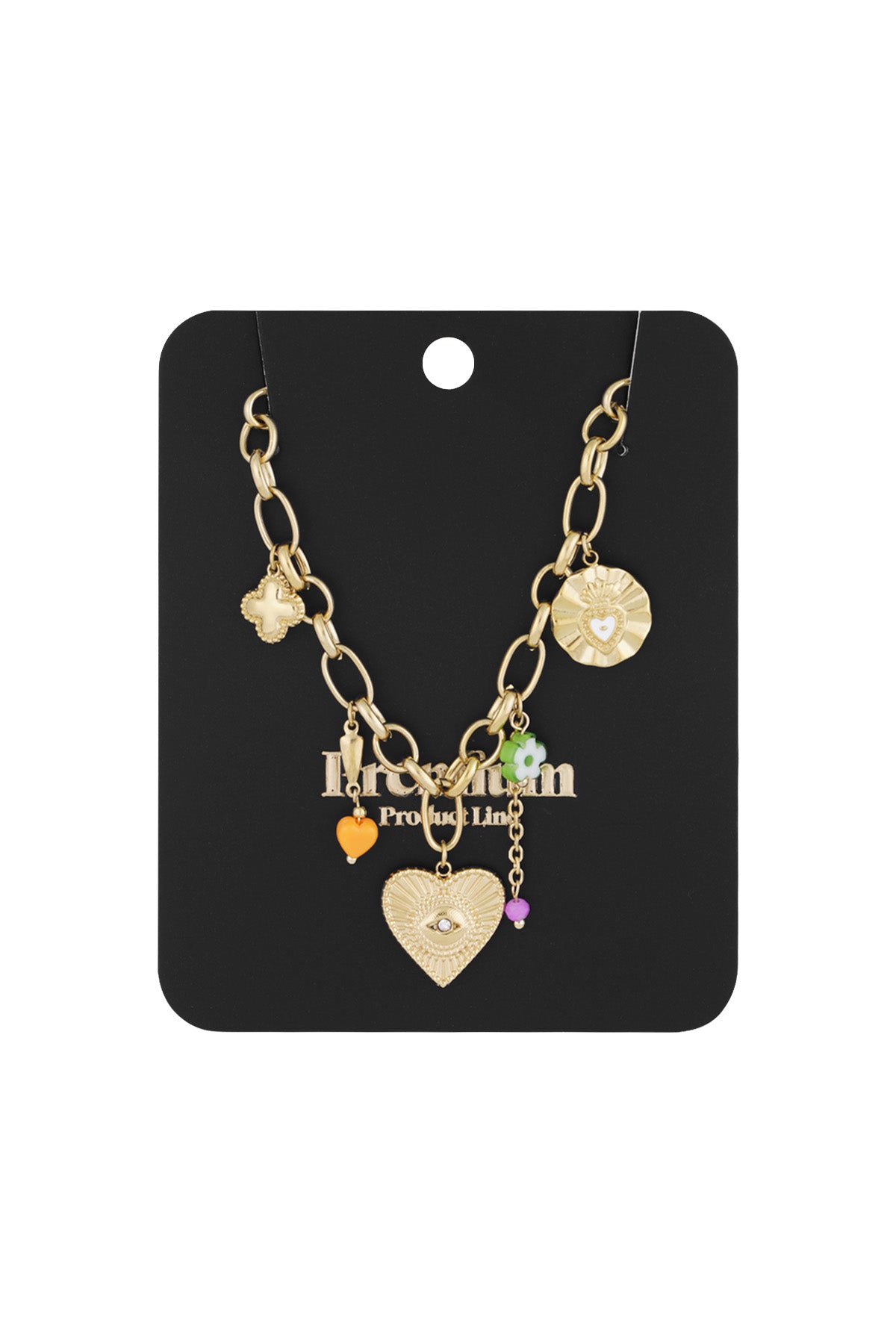 Women's necklace with pendant made of 304 stainless steel, glass, stone, acrylic, rhinestone, hematite with heart shape – image 3