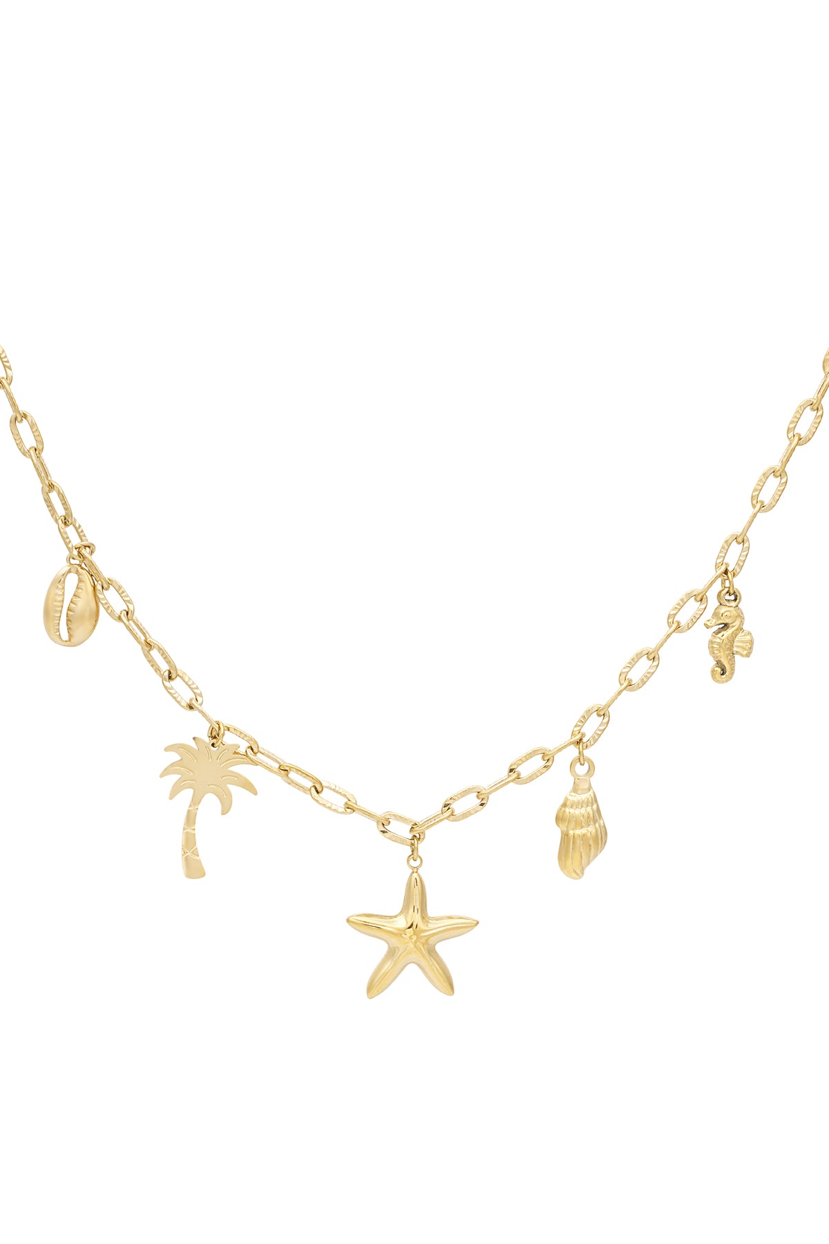 Women's Necklace with 304 Stainless Steel Ocean Detail Pendant - Gold-colored