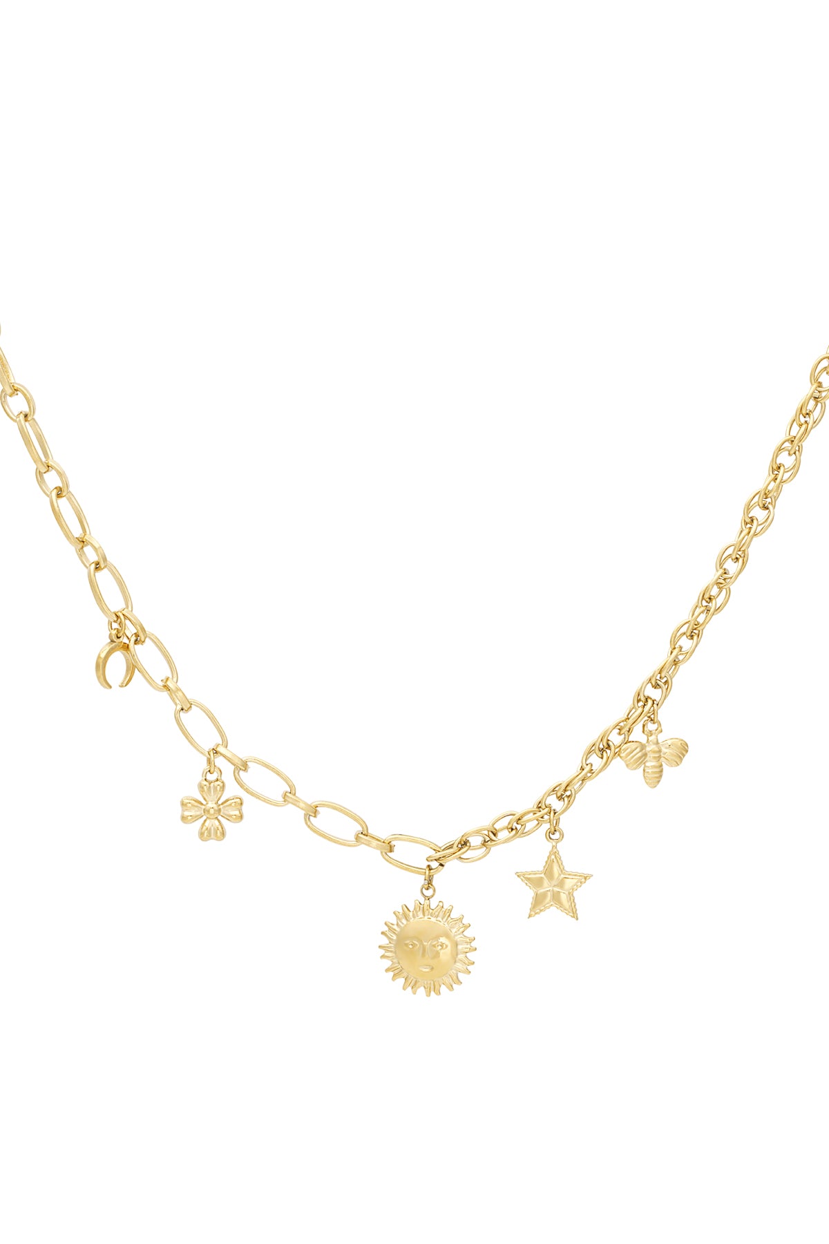 Collier femme avec pendentif en acier inoxydable 304 motif soleil – doré