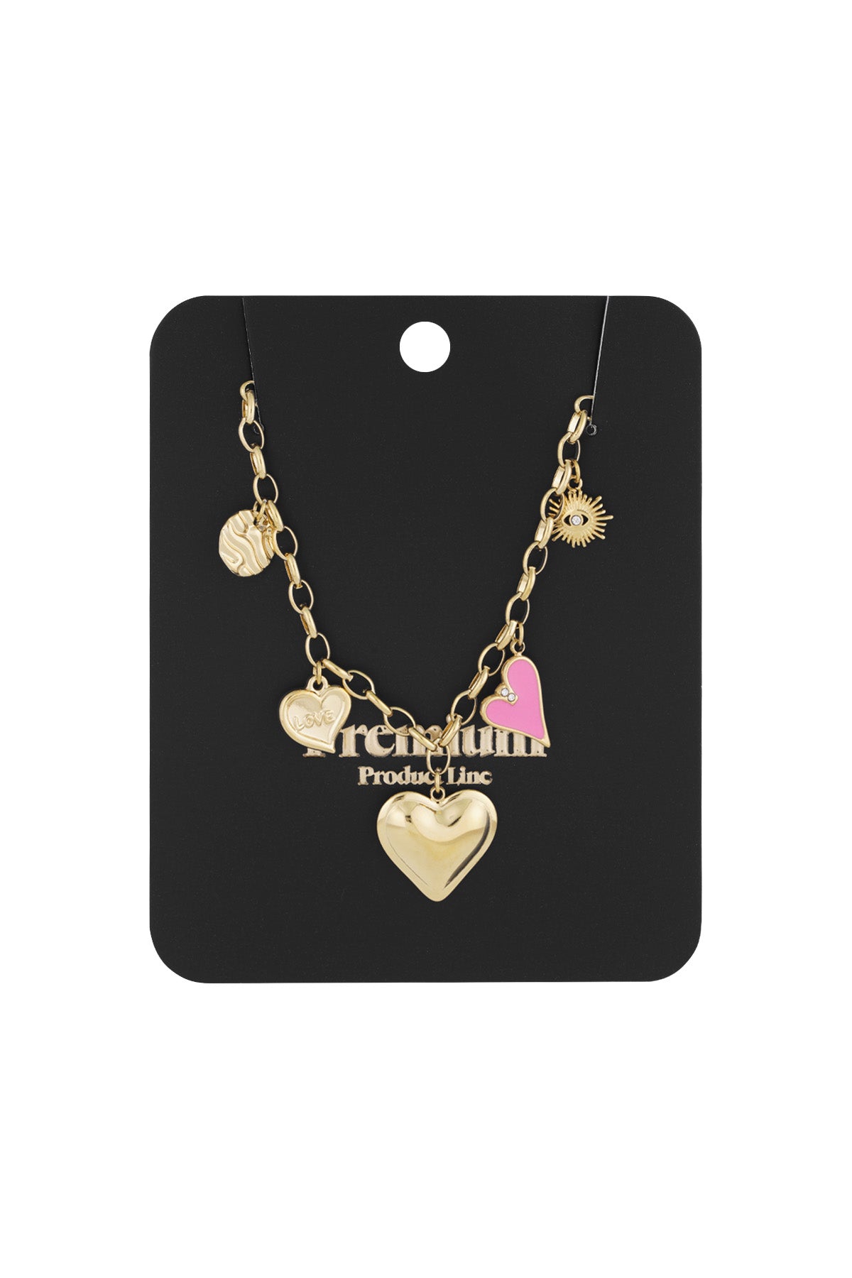 Collier pour femme avec pendentif en acier inoxydable 304, émail, strass et cœur – photo 3