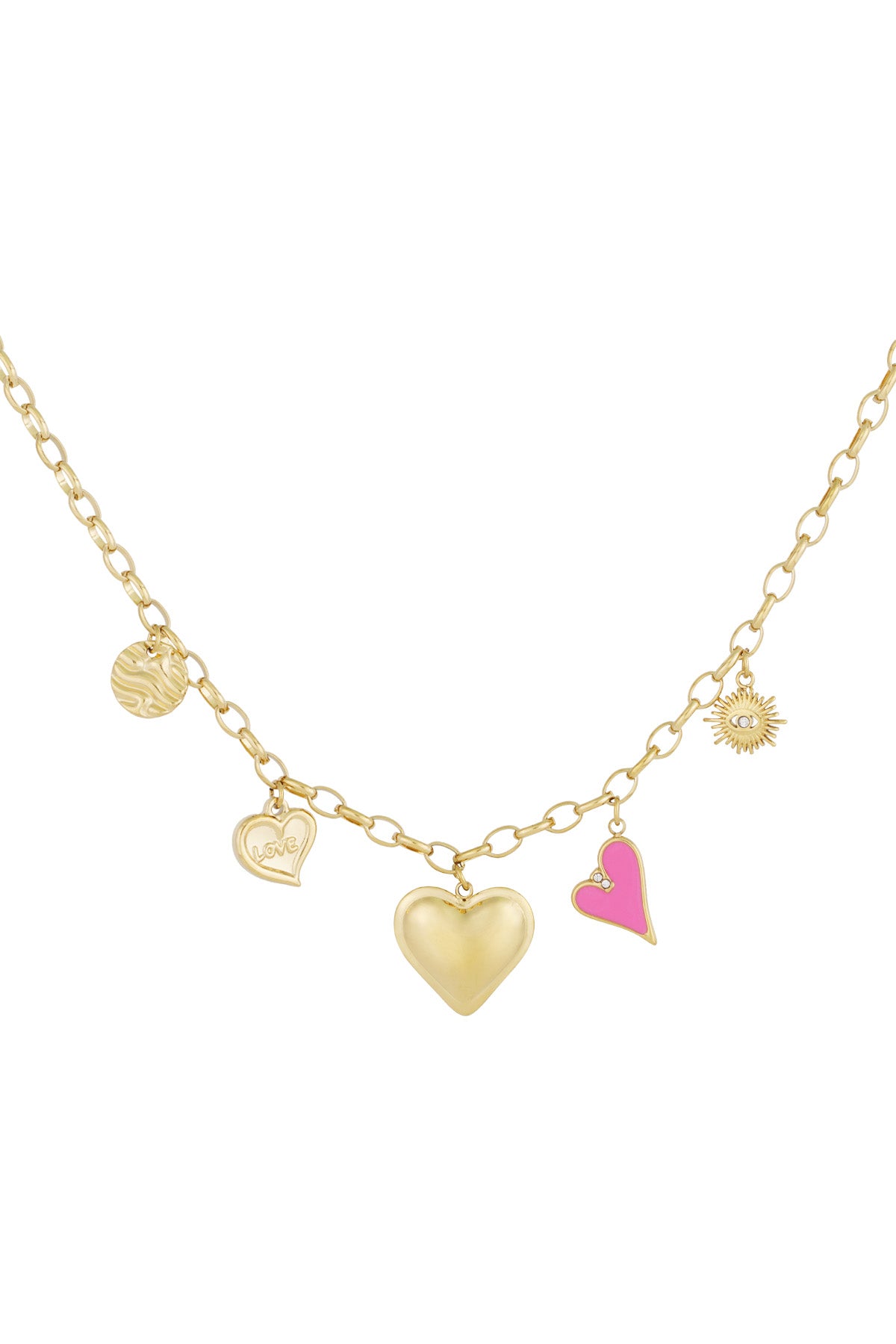 Collier pour femme avec pendentif en acier inoxydable 304, émail, strass et cœur