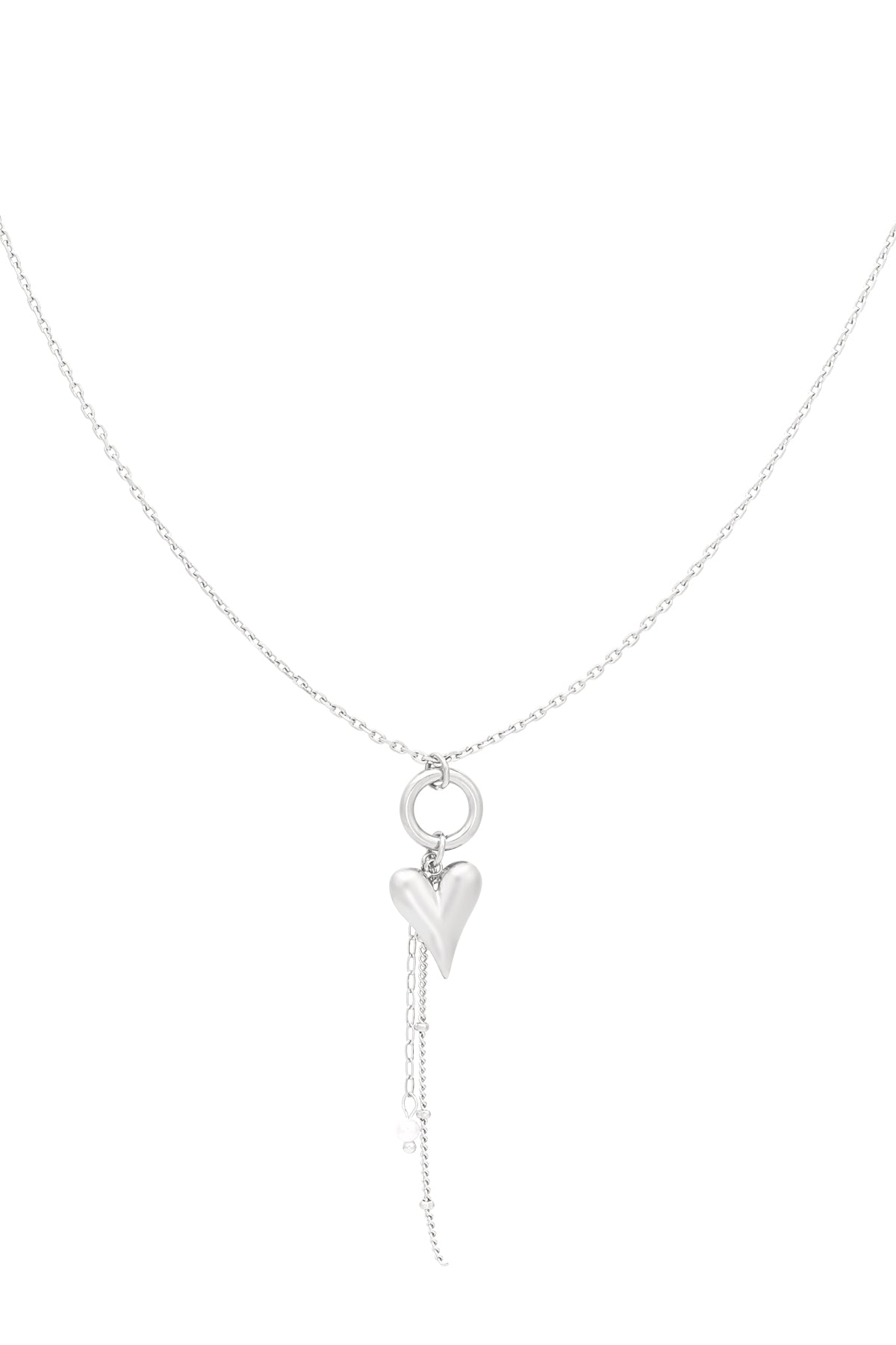 Collier femme avec pendentif en acier inoxydable 304, perle d'imitation en forme de cœur